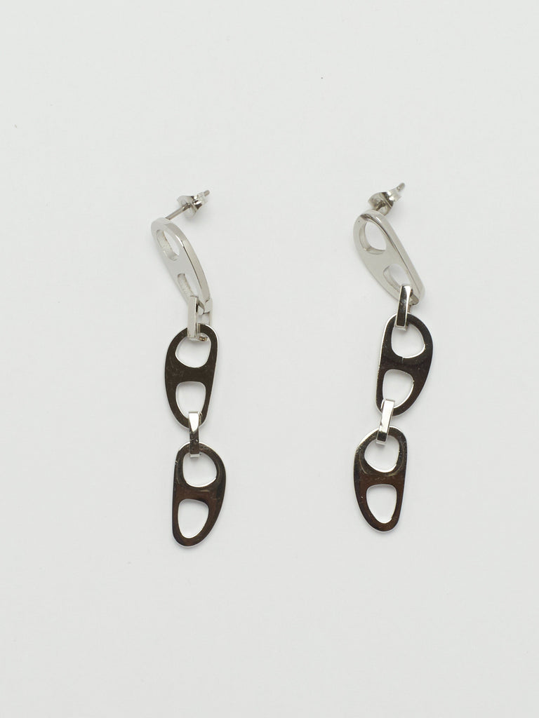 Detailed flat lay of Silver Tab Drop Earrings Earrings bagatiba