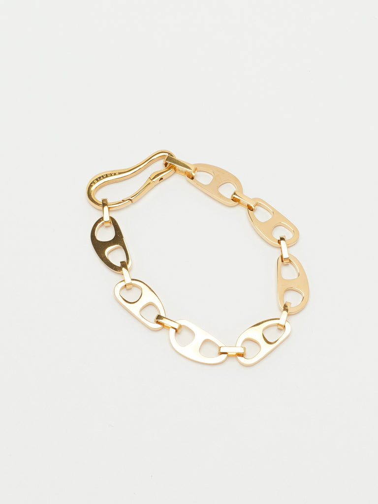 Detailed flat lay view of Small Gold Tab Bracelet Necklace bagatiba