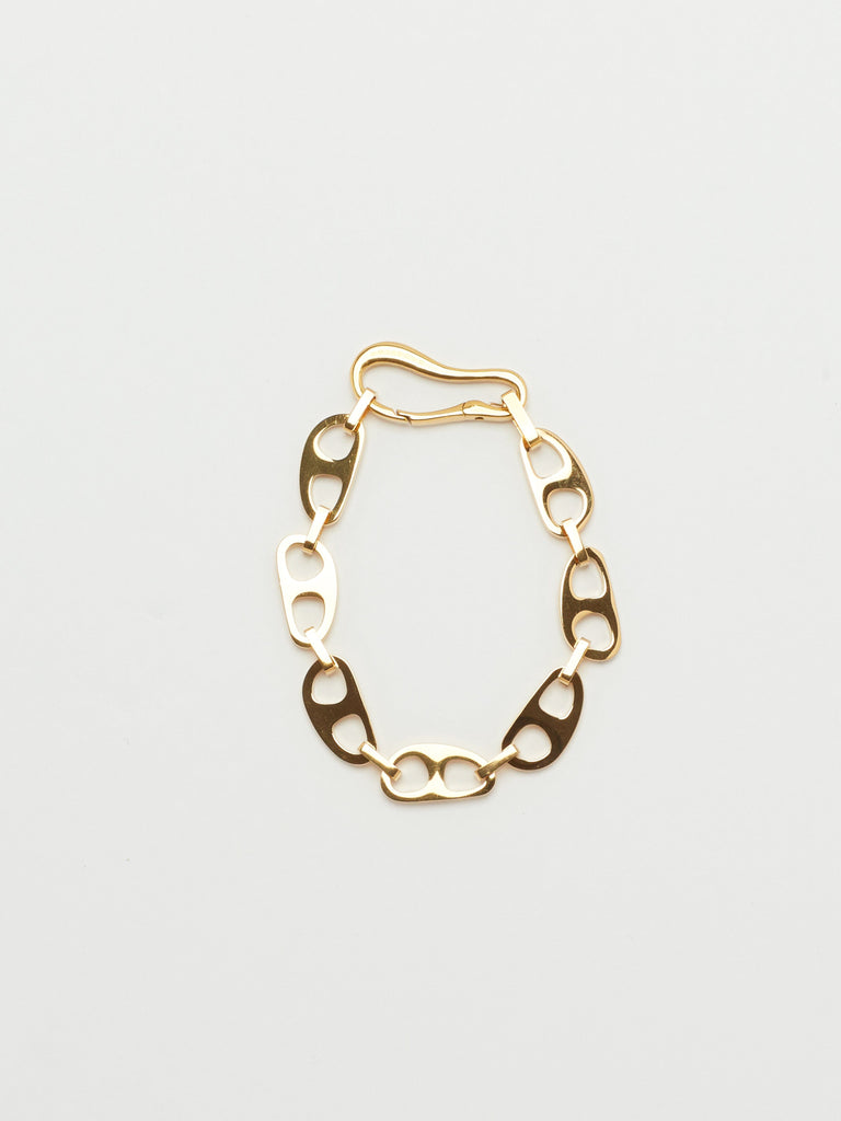 Detail view flat lay of the Small Gold Tab Bracelet Necklace bagatiba