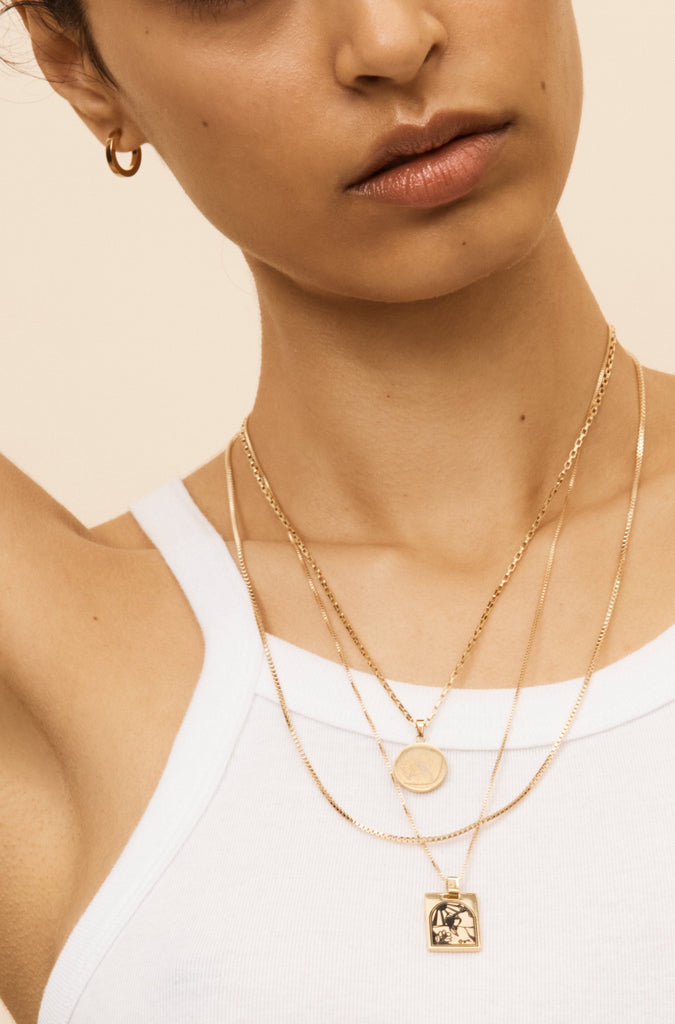 Model in the Tiger Charm Necklace Necklace Bagatiba