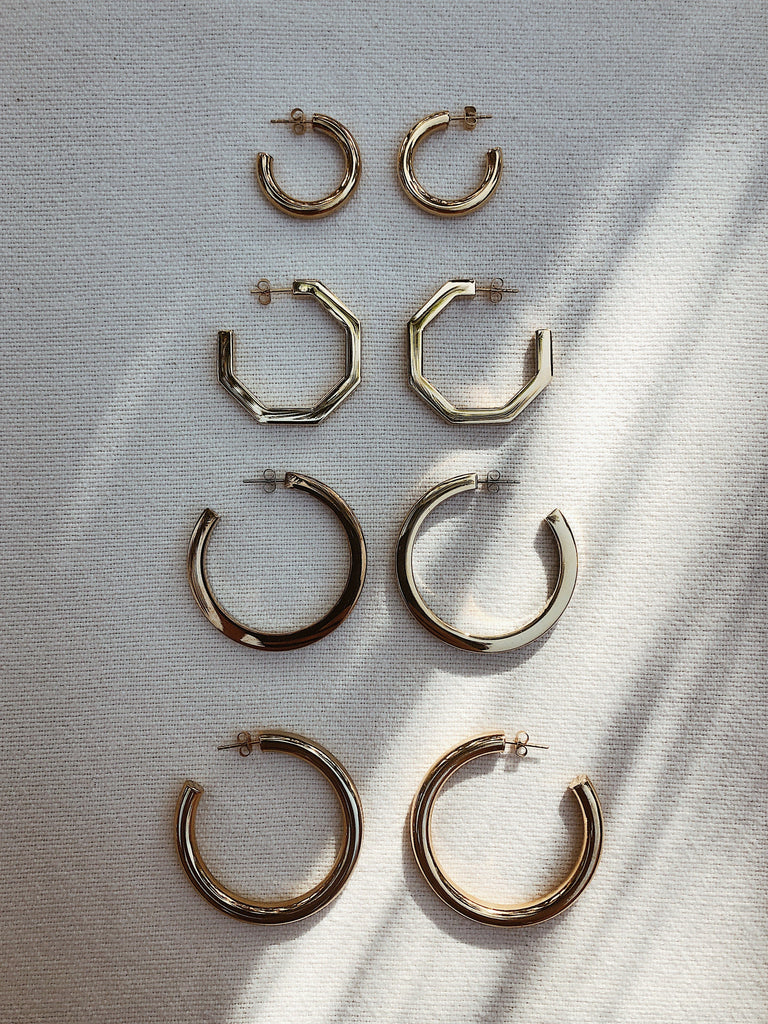 Hoops shown in natural light flat lay