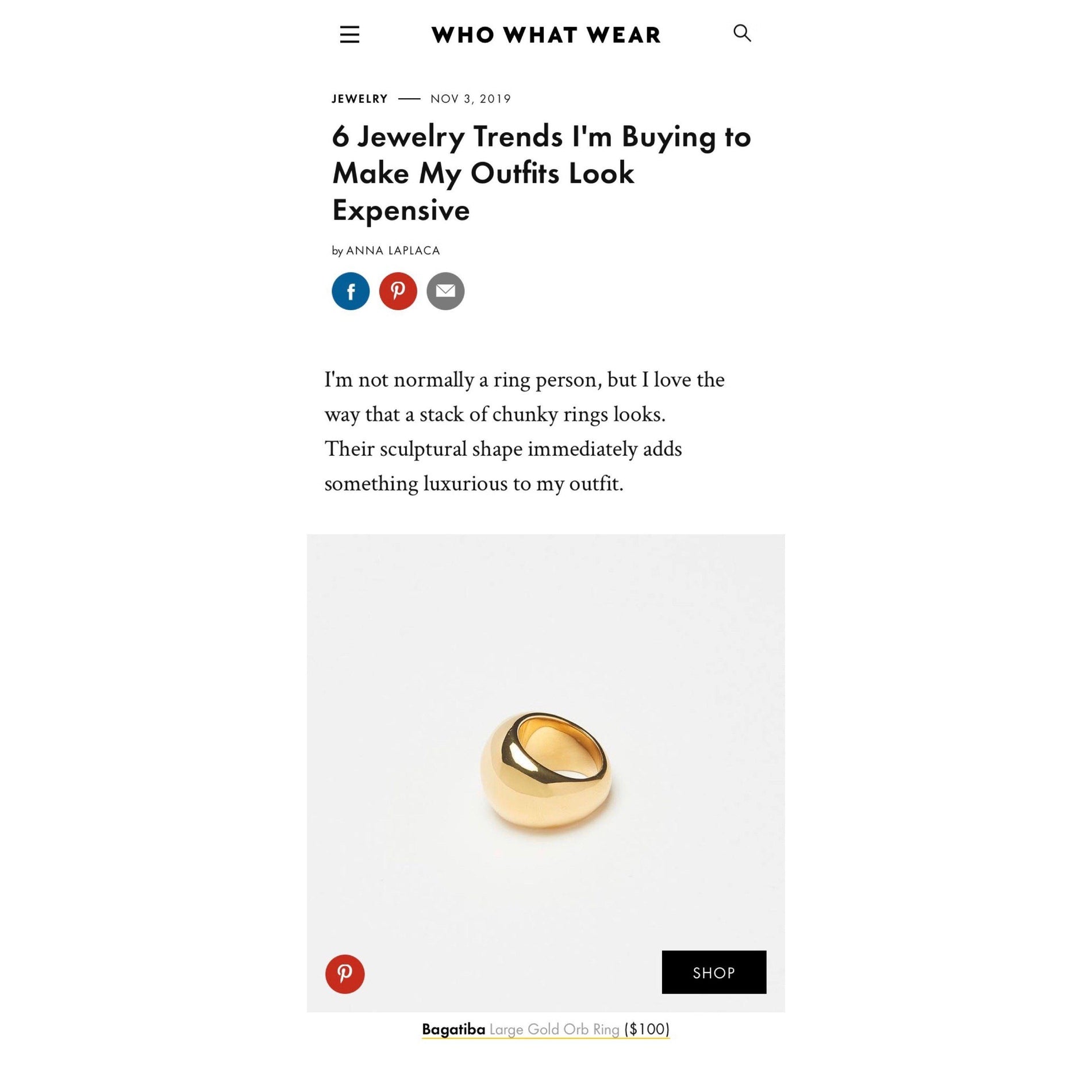 GOLD ORB RING ON WHO WHAT WEAR