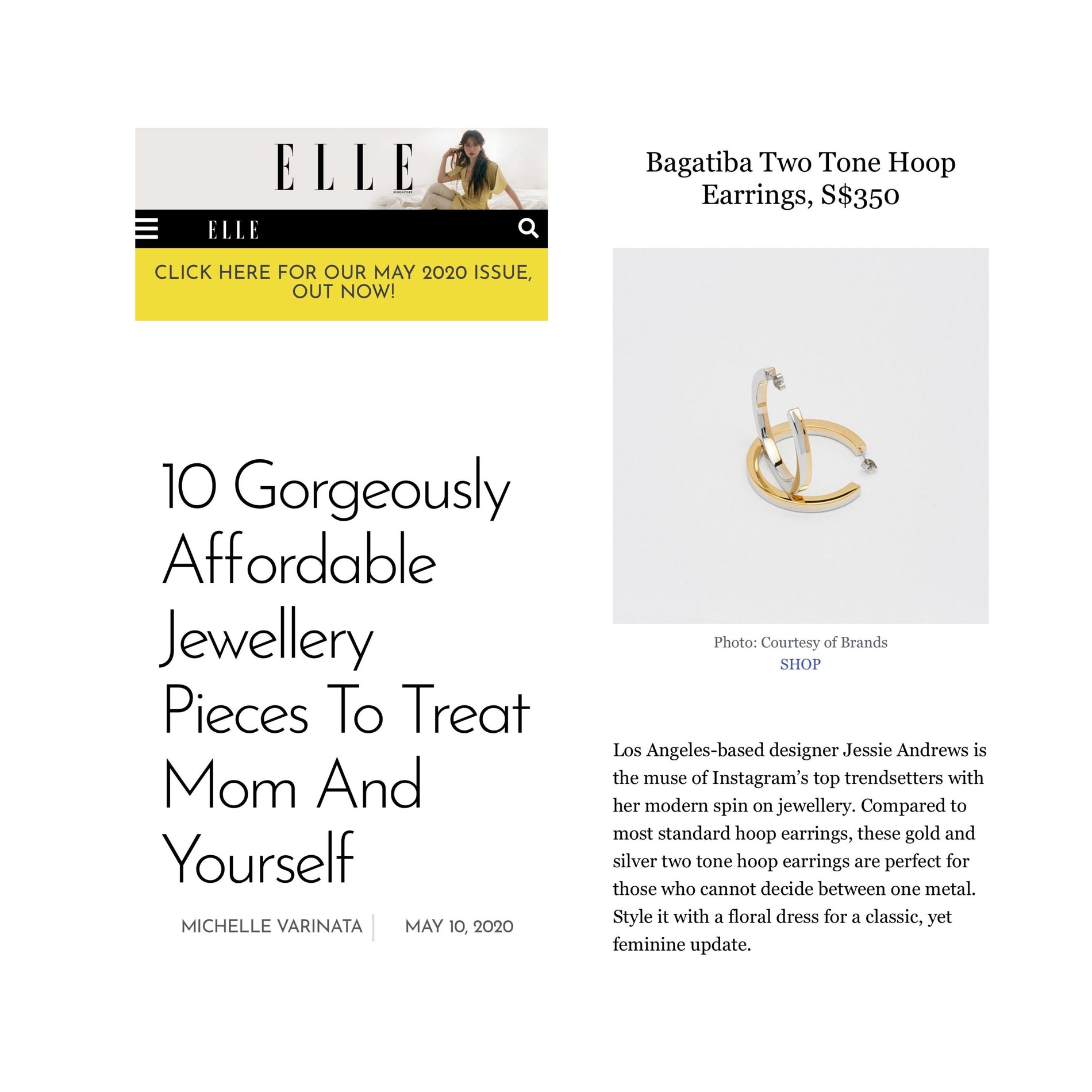 TWO-TONE HOOPS ON ELLE MAGAZINE