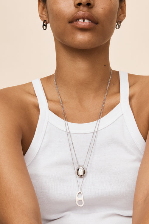 Designer Inspired Clover Silver Reversable & Adjustable Length Necklace