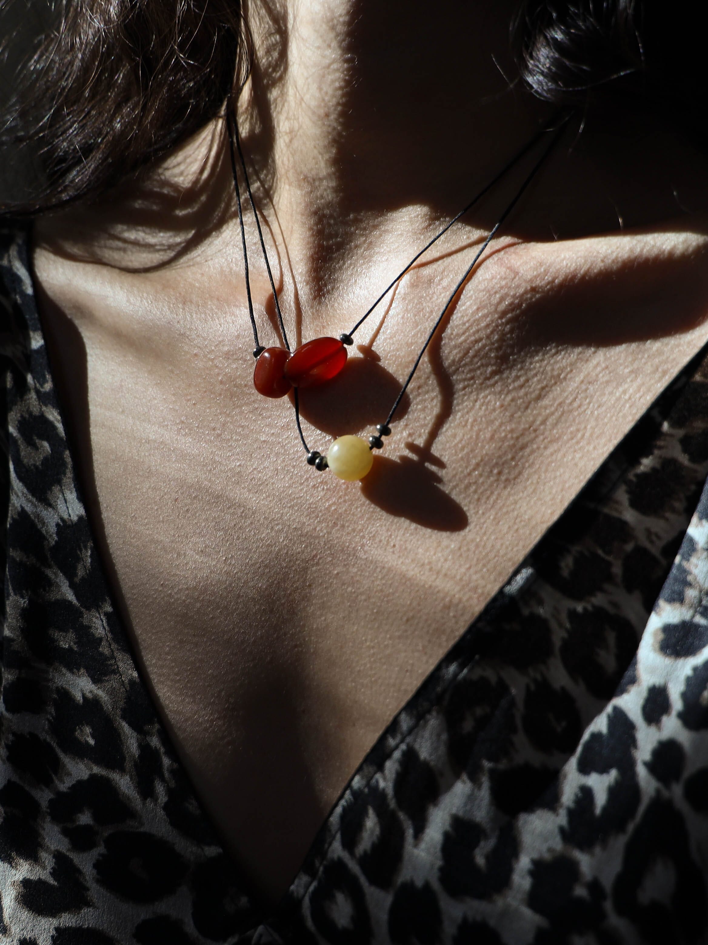 Double Red Agate Necklace necklace Bagatiba 