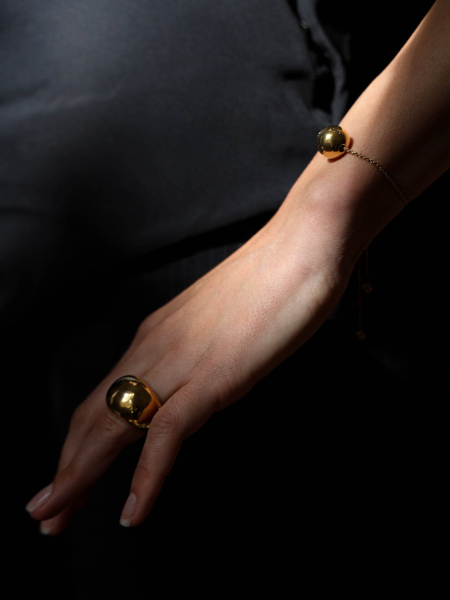 Large Gold Orb Ring Ring bagatiba 