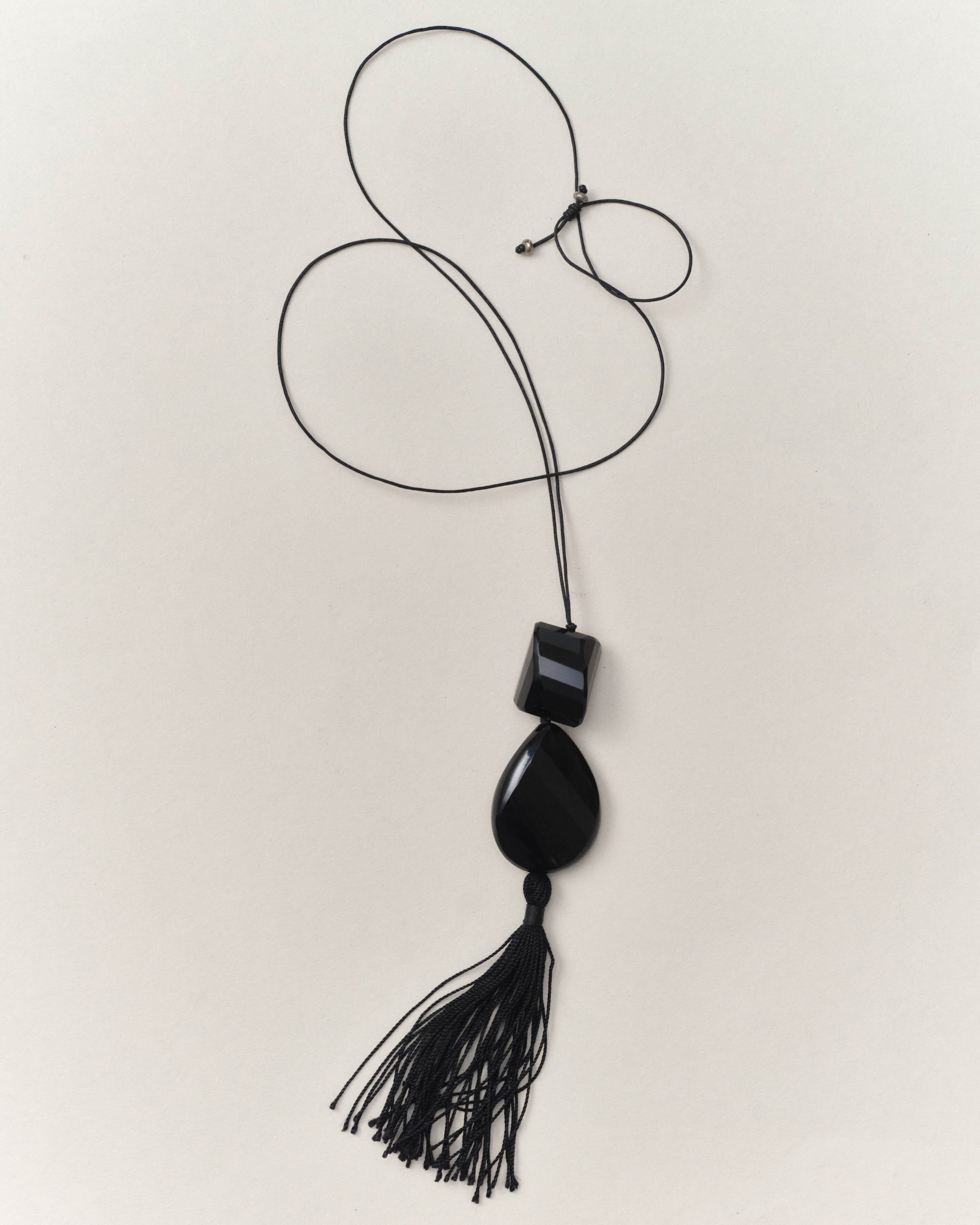 Onyx Tassel Necklace necklace Bagatiba 