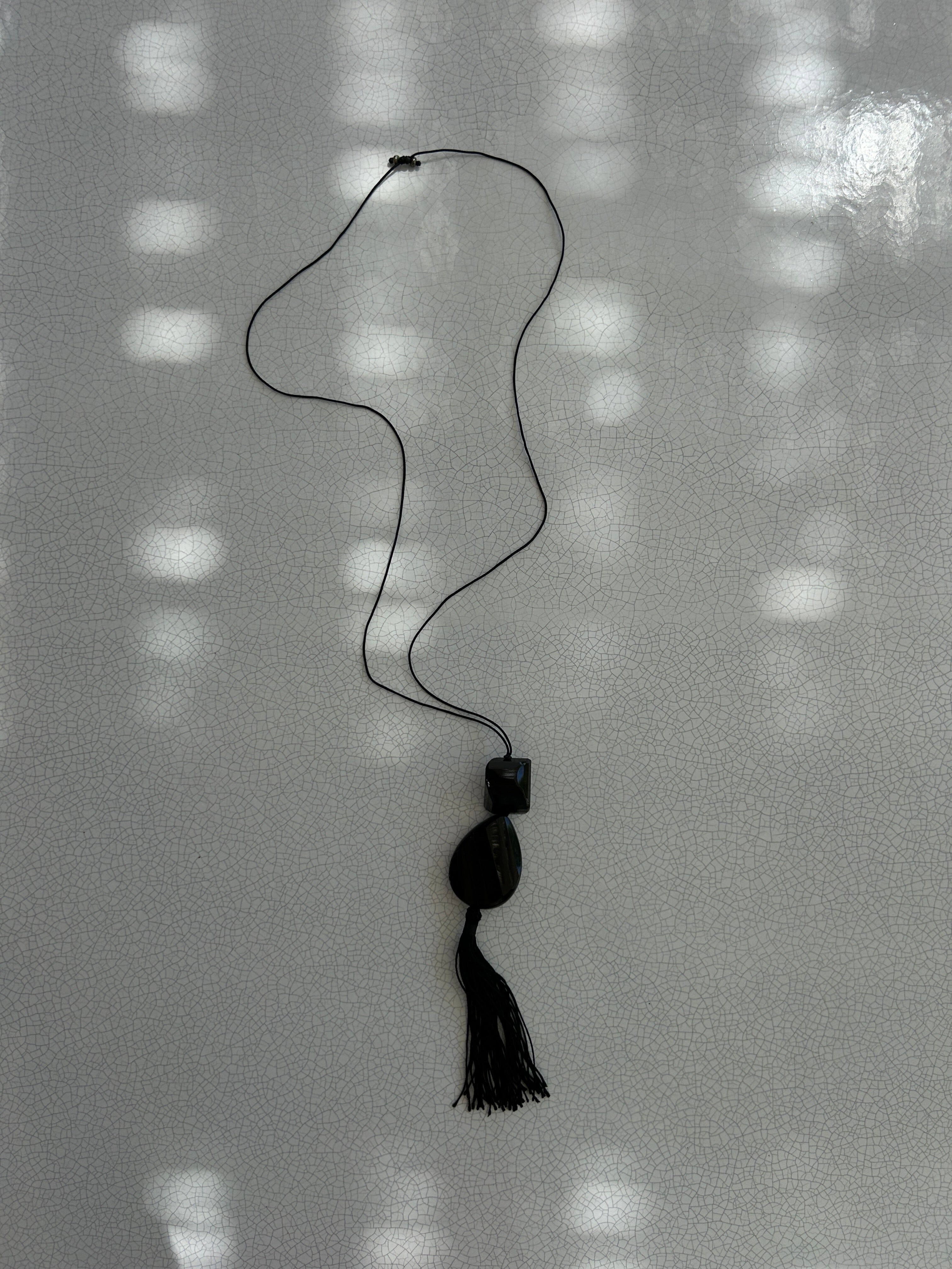 Onyx Tassel Necklace necklace Bagatiba 