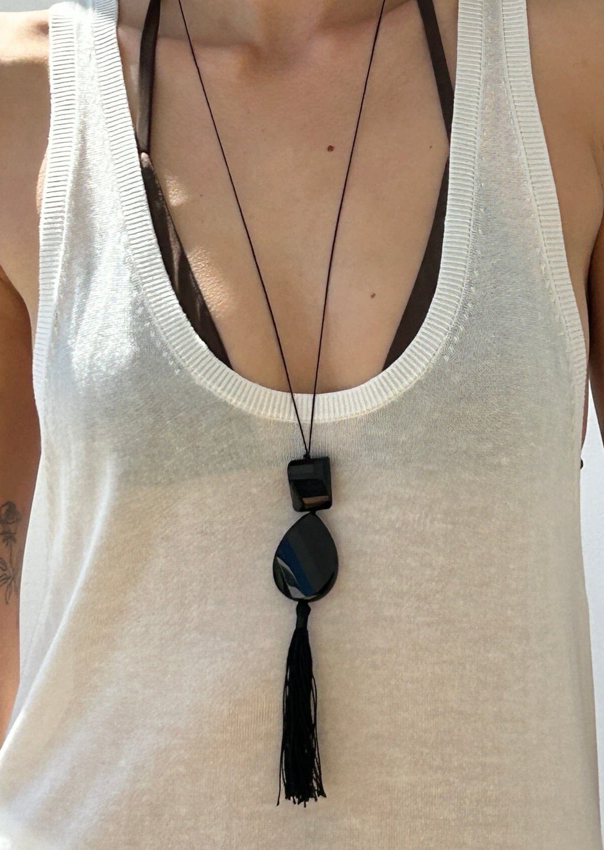 Onyx Tassel Necklace necklace Bagatiba 