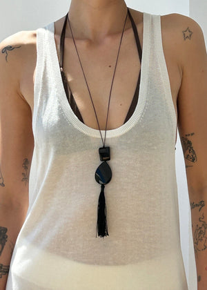 Onyx Tassel Necklace - rollover