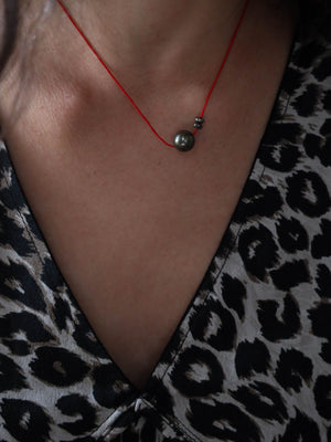 Red Pyrite Ball Necklace - rollover