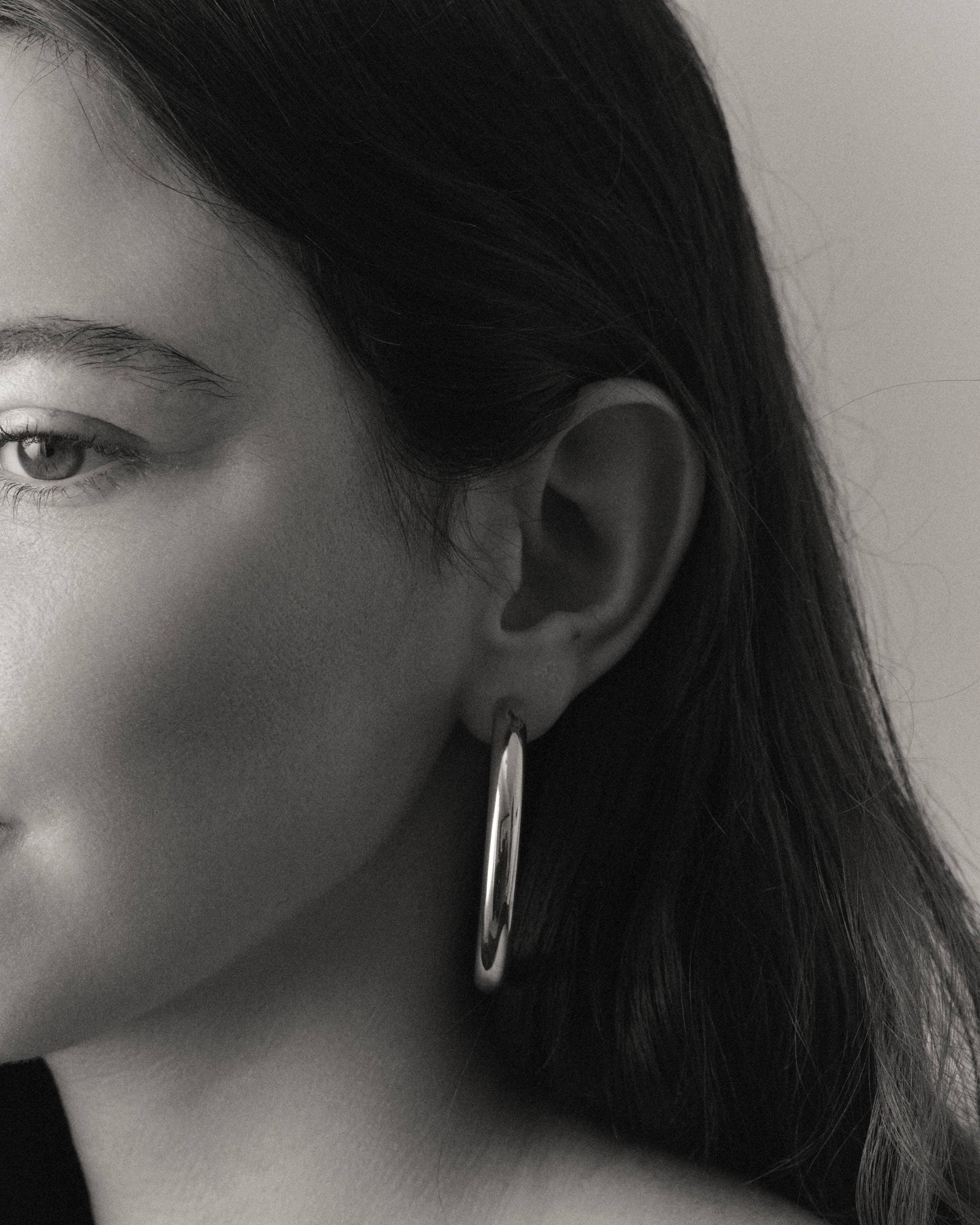 Silver Hollow Hoops Earrings Bagatiba 