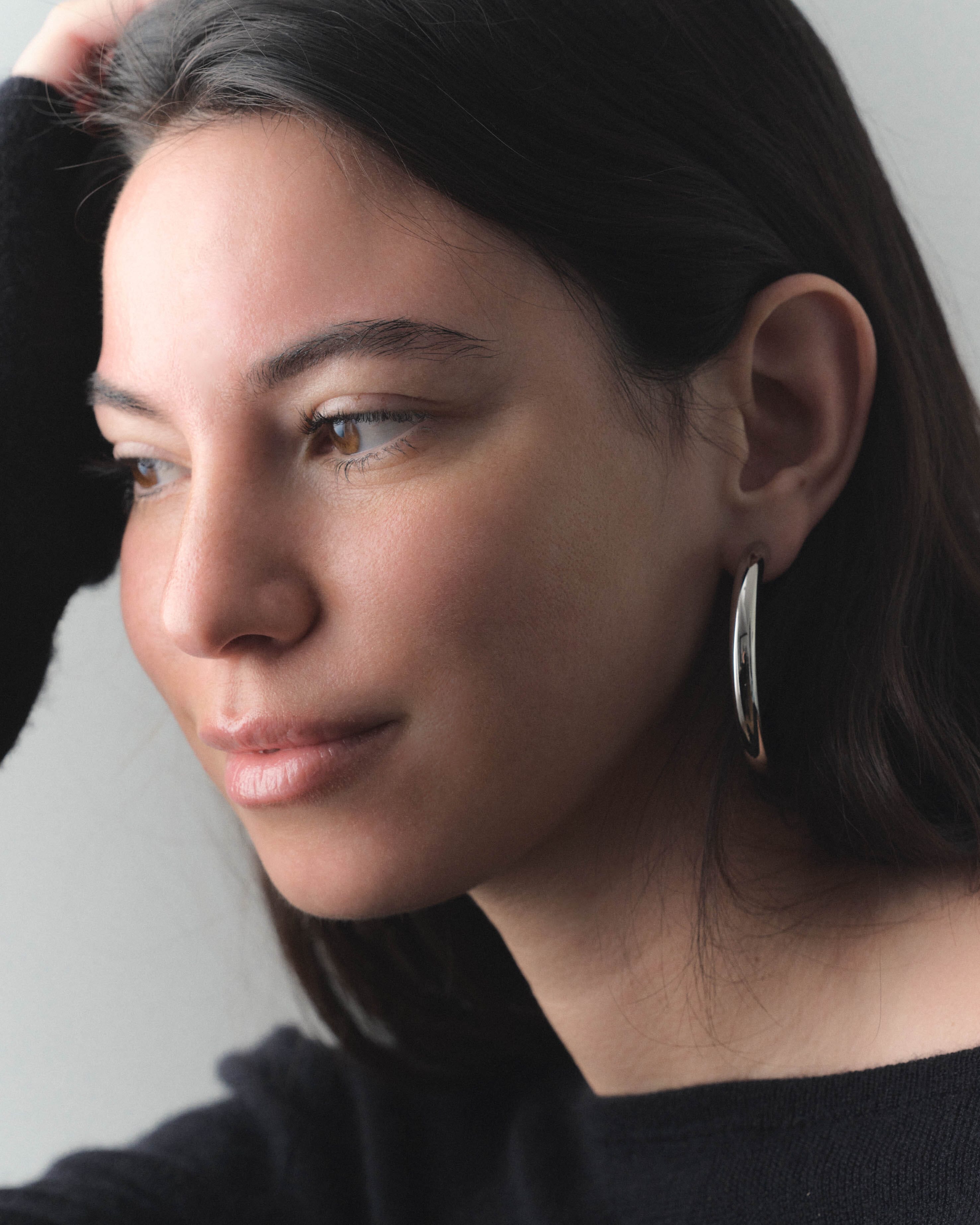 Silver Hollow Hoops Earrings Bagatiba 