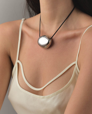 Silver Orb Cord Necklace