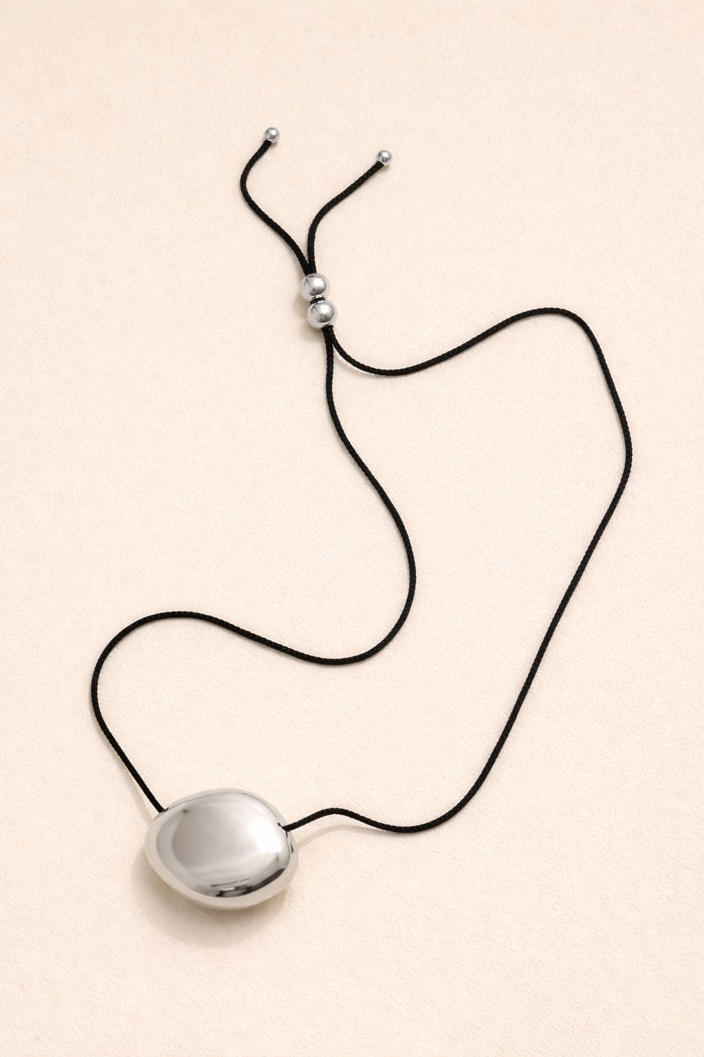 Silver Orb Cord Necklace Necklace bagatiba 