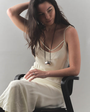 Silver Orb Cord Necklace - rollover