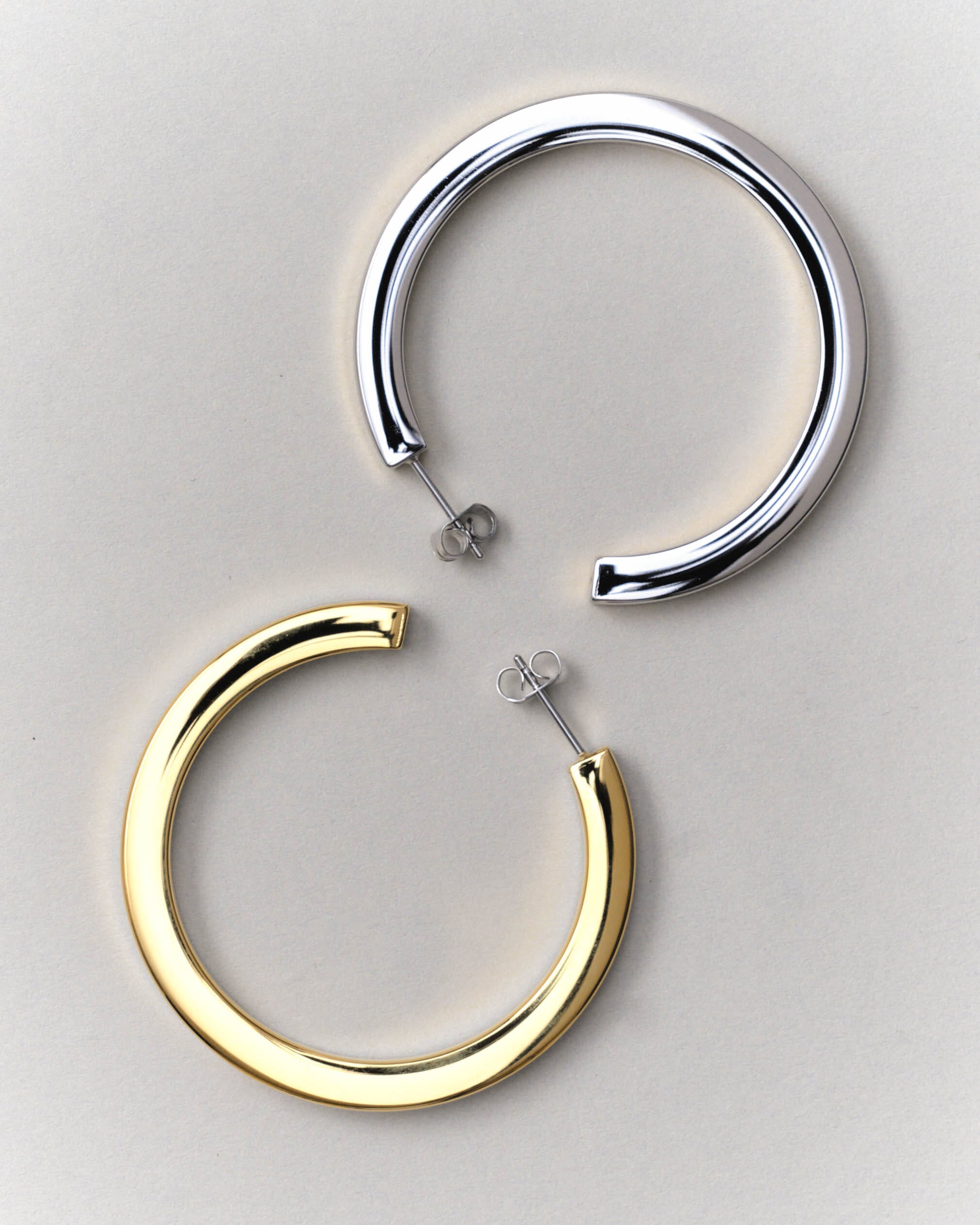 Two Tone Flat Hollow Hoops Earrings Bagatiba 