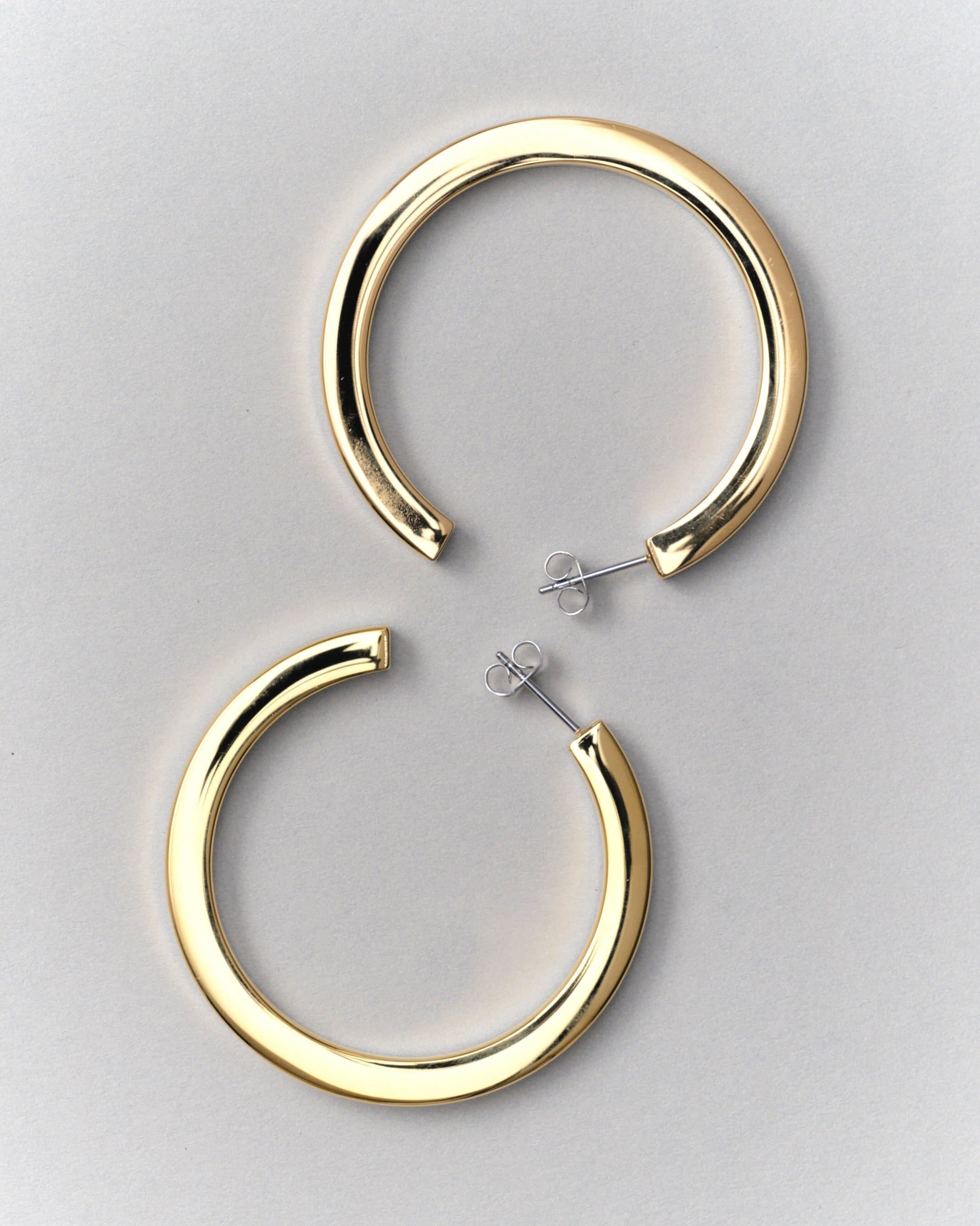 Two Tone Flat Hollow Hoops Earrings Bagatiba 