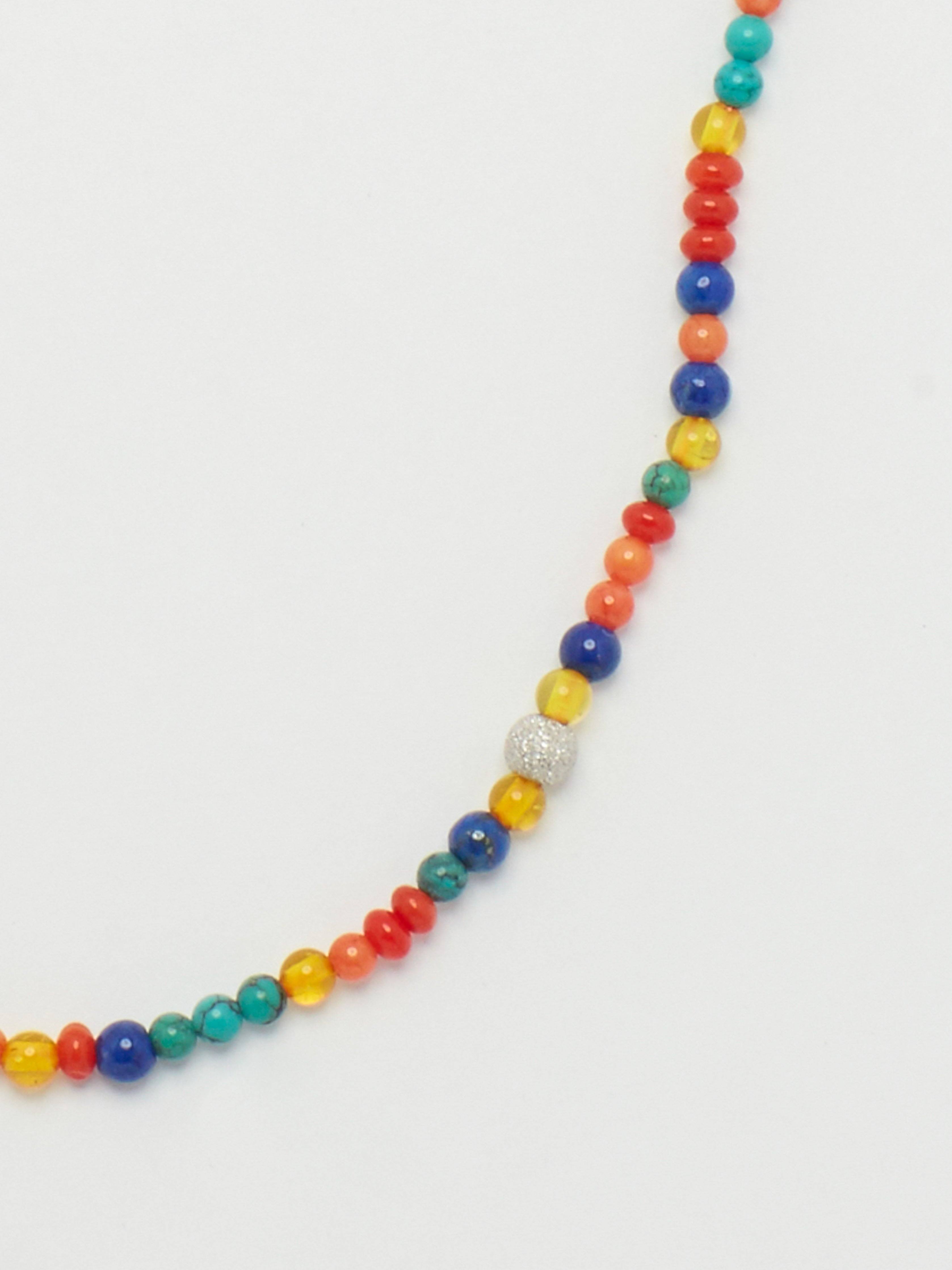 Zoomed crop flat lay of 14K Diamond Multi-Bead Necklace Necklace bagatiba 