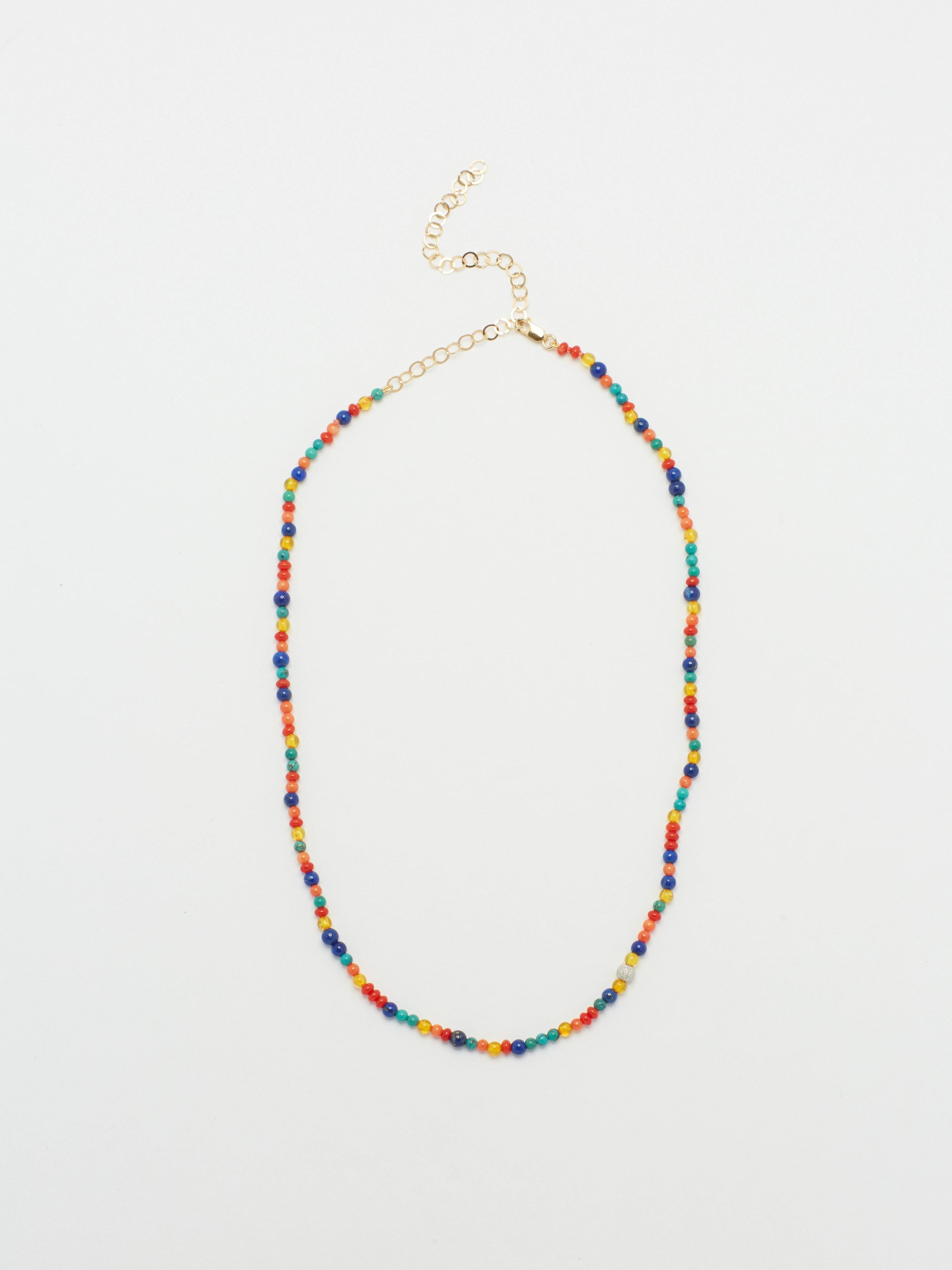 Flat lay full view of 14K Diamond Multi-Bead Necklace Necklace bagatiba 