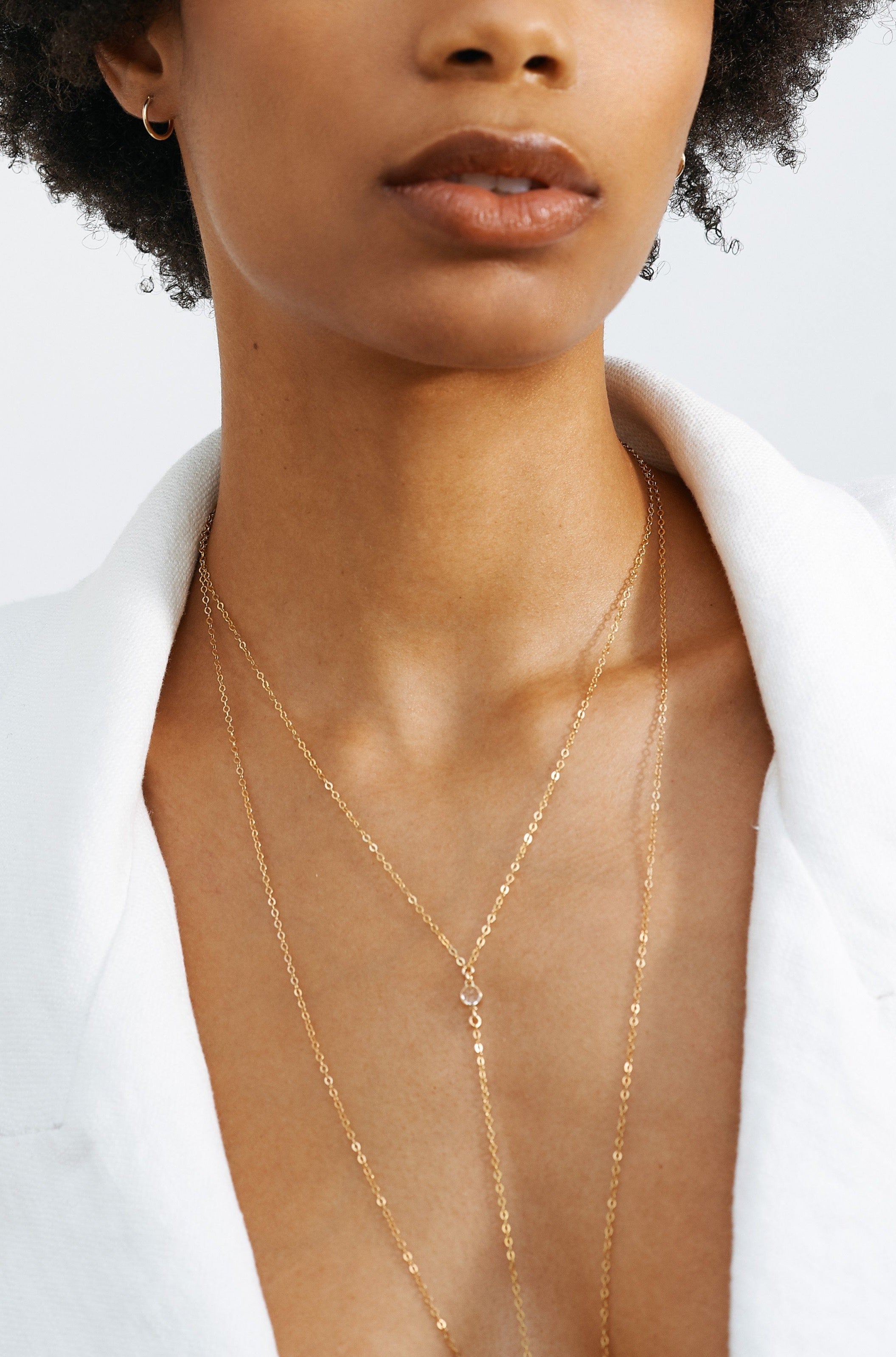 Model wearing 14K Emma Drop Necklace Necklace Bagatiba 