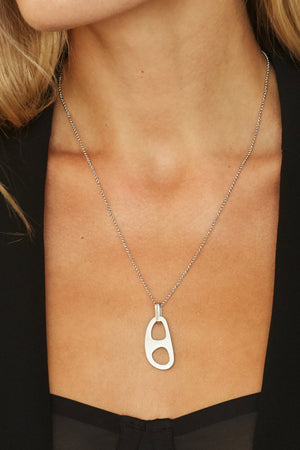 Adjustable Silver Tab Necklace - rollover
