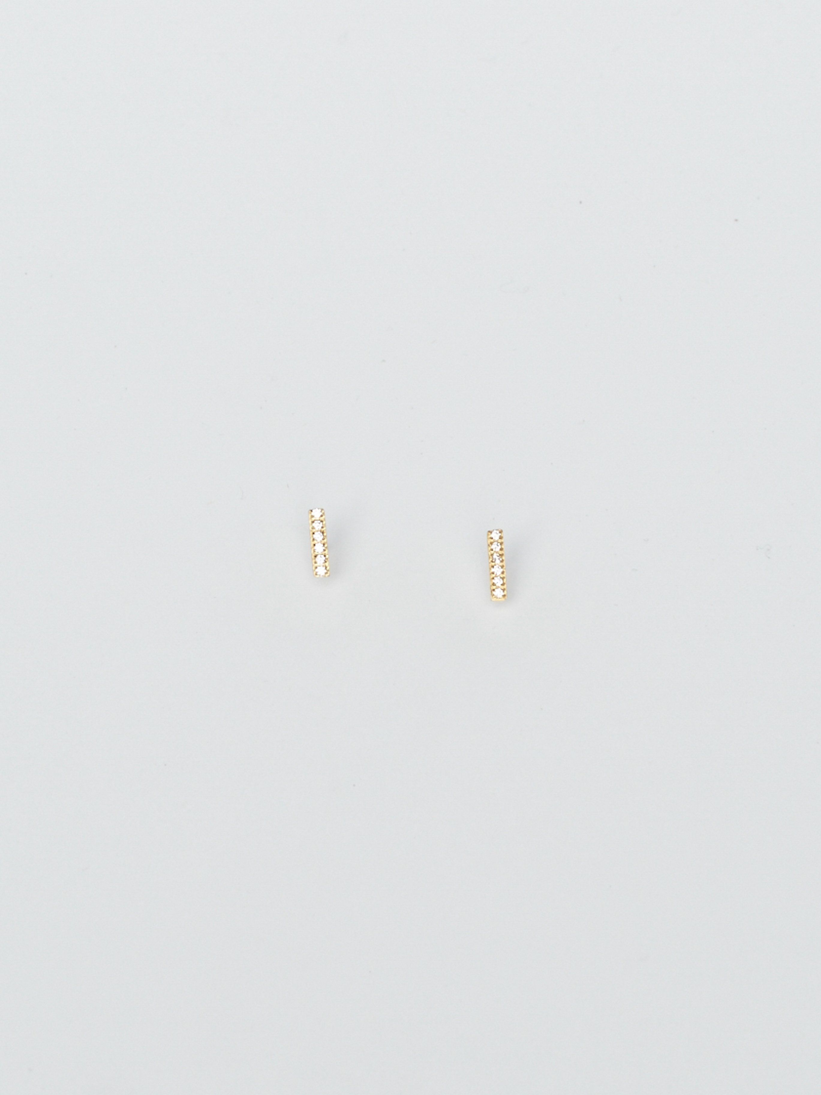 Front view flat lay of Diamond Bar Studs Earrings Bagatiba 