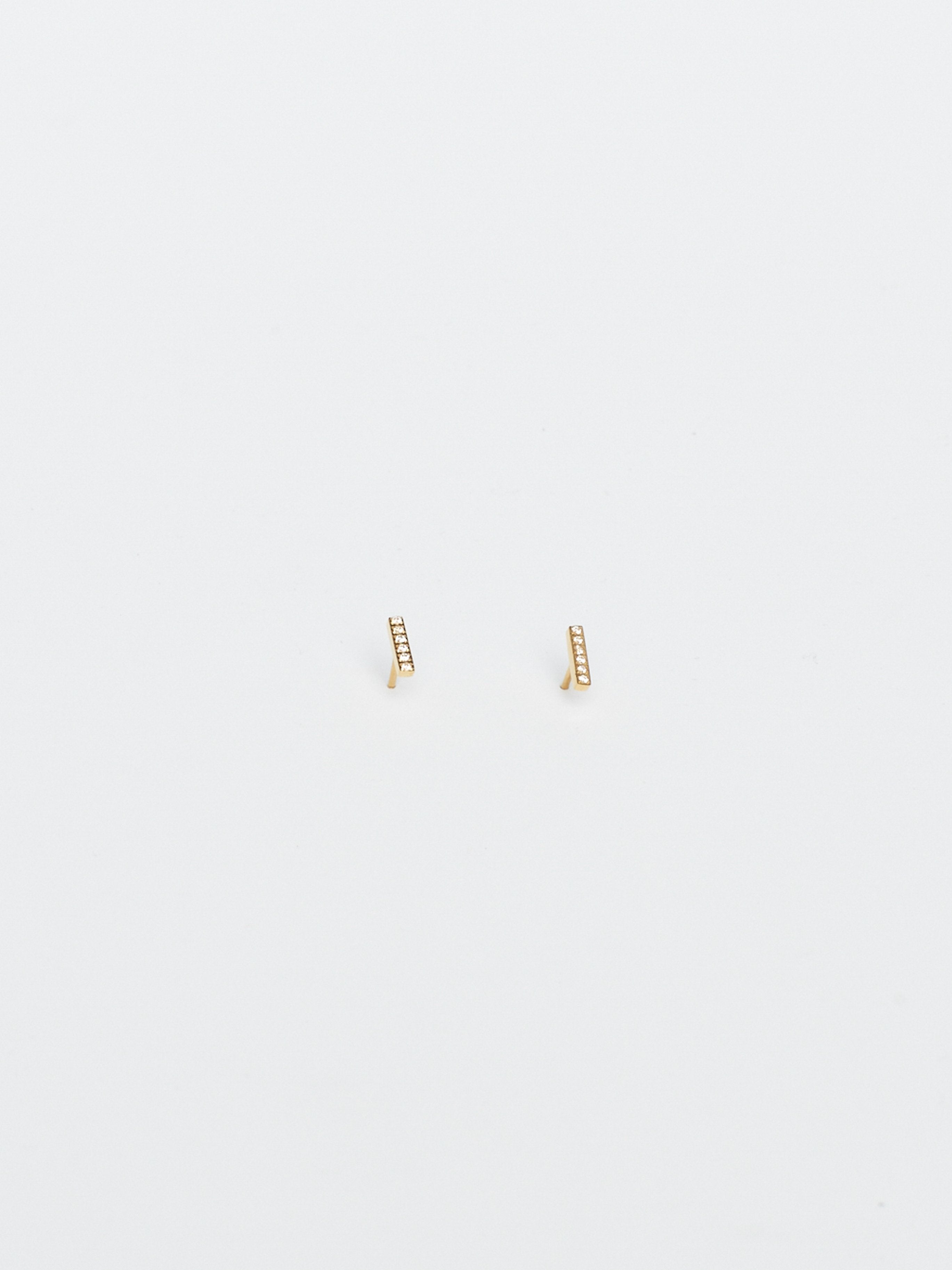 Full view flat lay of Diamond Bar Studs Earrings Bagatiba 