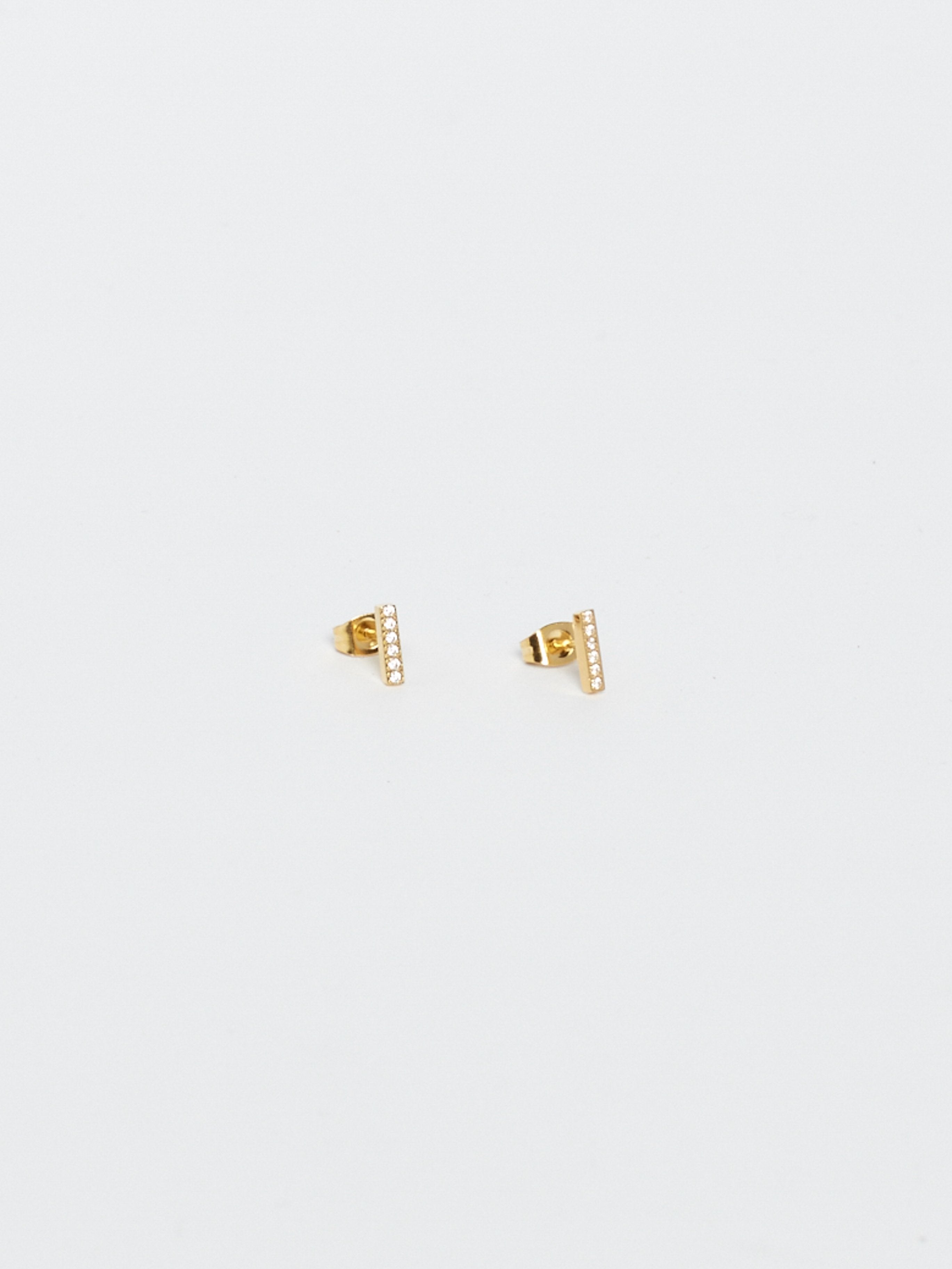 Full view flat lay of Diamond Bar Studs Earrings Bagatiba 