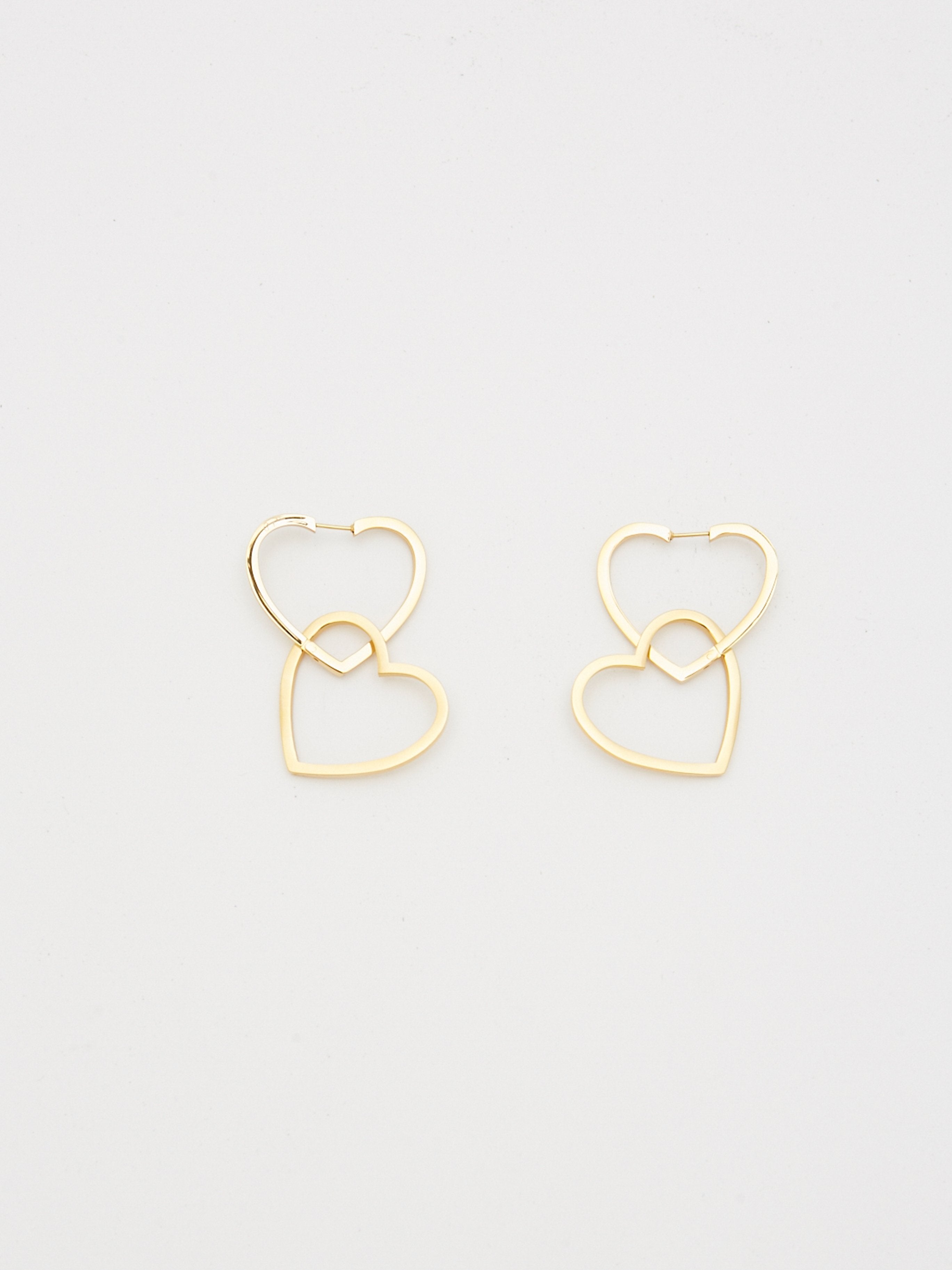 Flat lay of Double Heart Hoops Earrings bagatiba 
