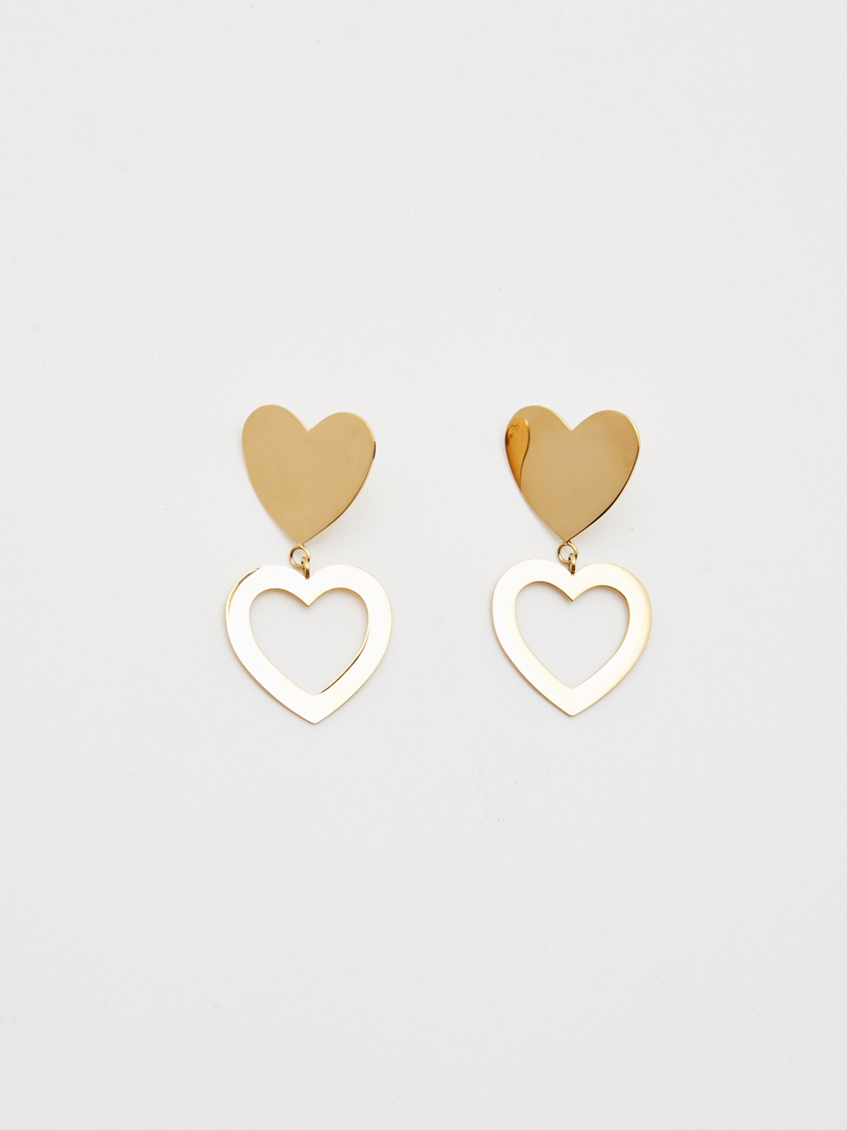 Full view flat lay of Double Heart Stud Earrings Earrings bagatiba 