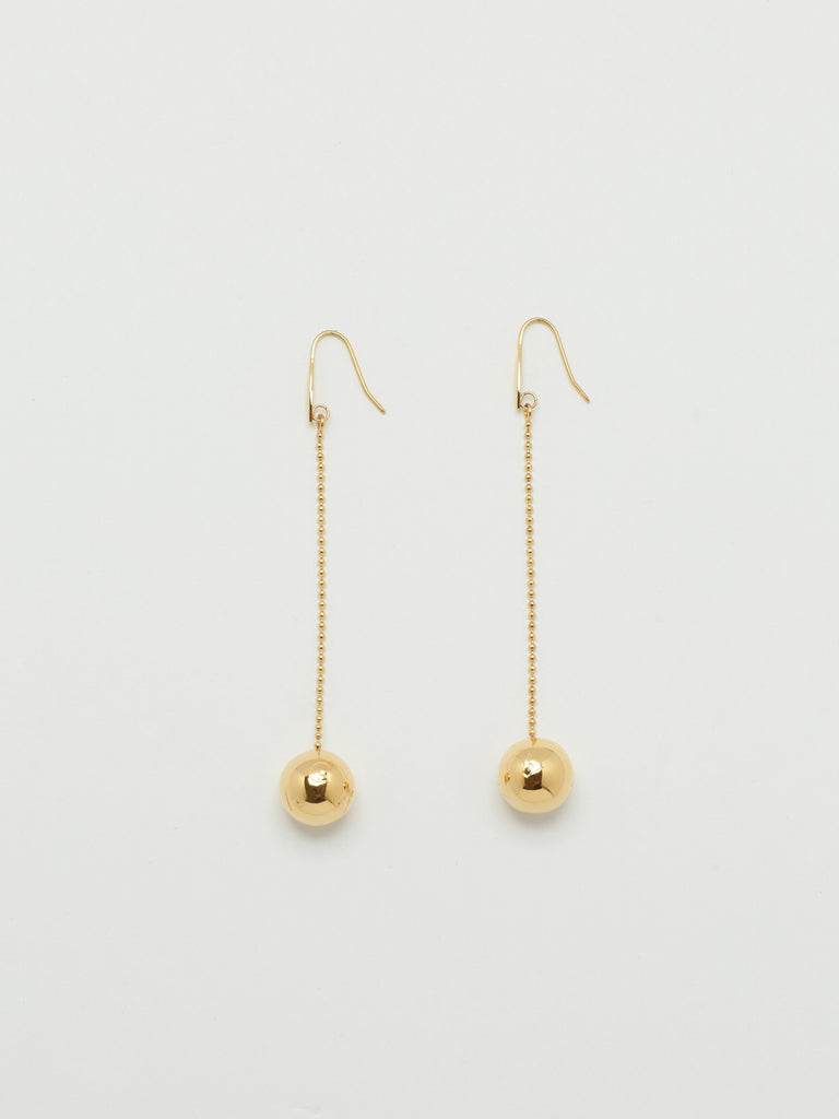 Gold Drop Sphere Earrings