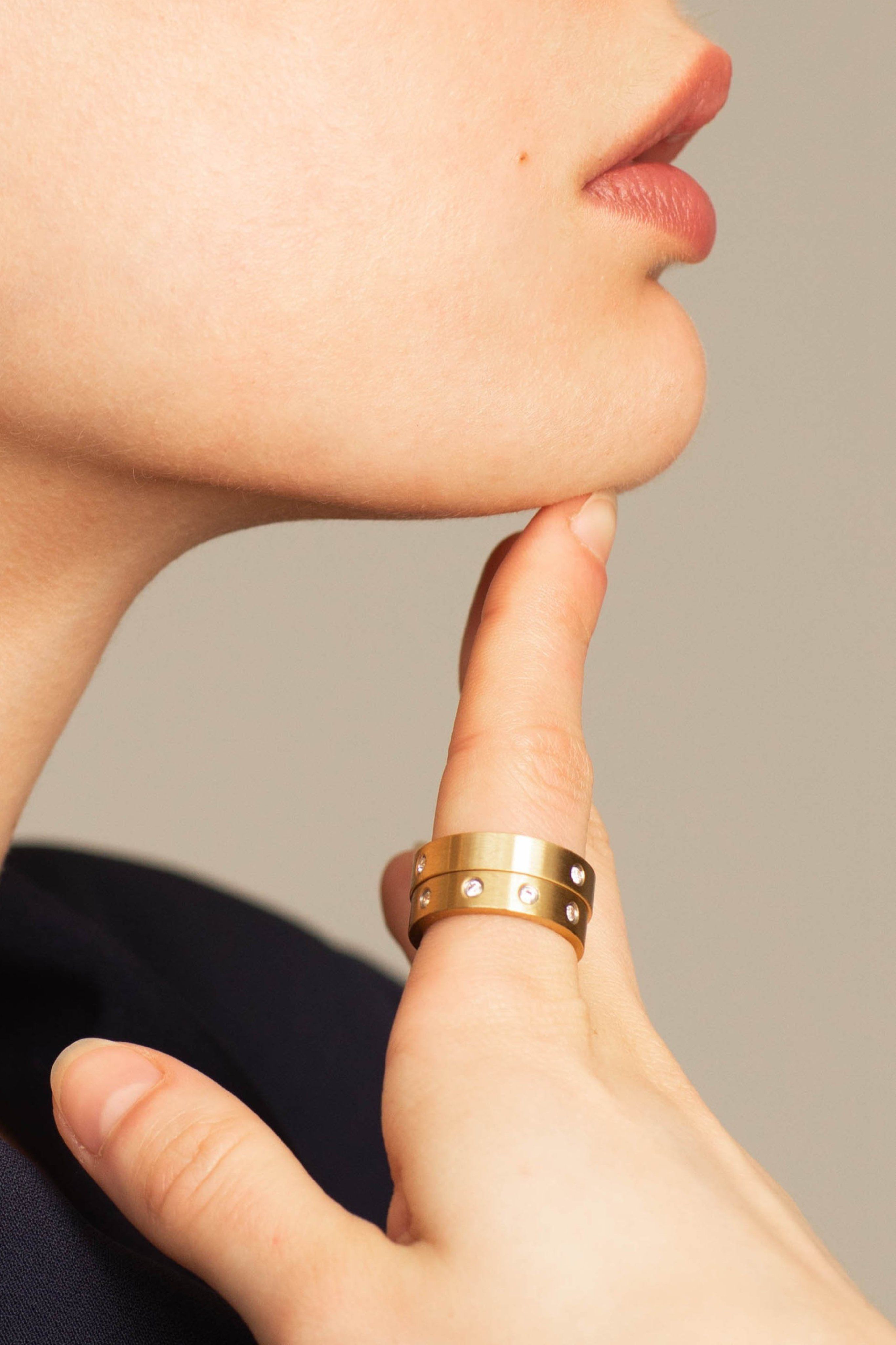 Cropped view on model of Ella Diamond Ring Ring Bagatiba 