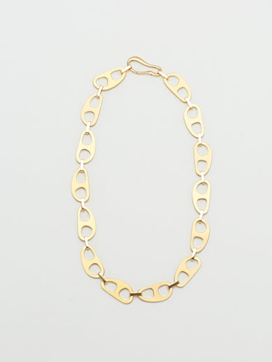 Gold Brushed Tab Necklace