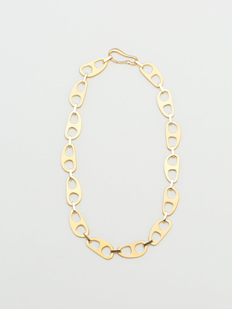 Gold Brushed Tab Necklace