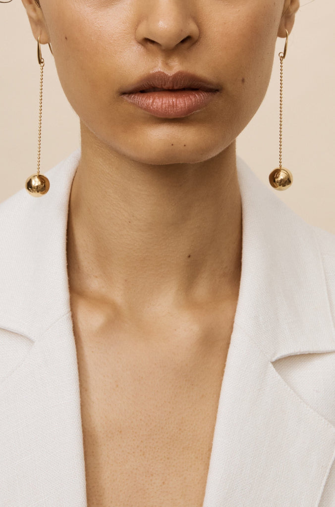 Gold Drop Sphere Earrings Earrings bagatiba 