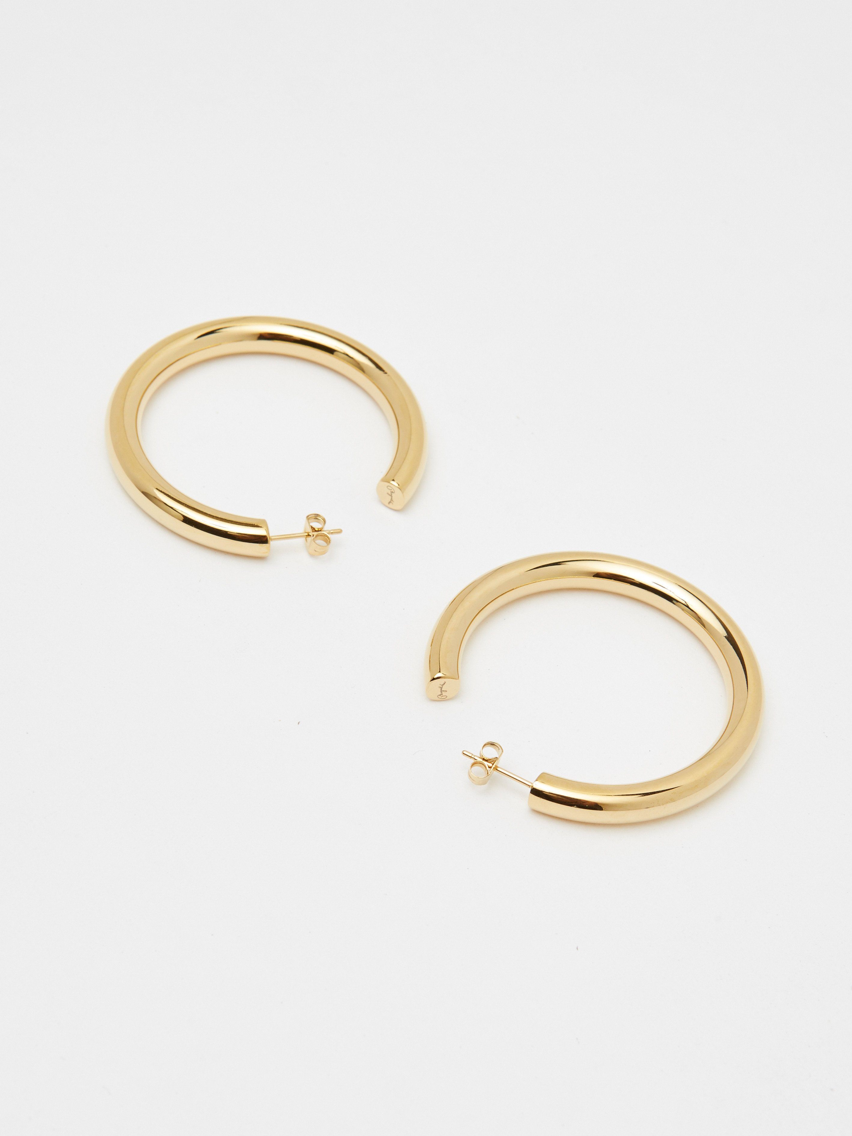 Flat lay view of Gold Hollow Hoops Earrings Bagatiba 