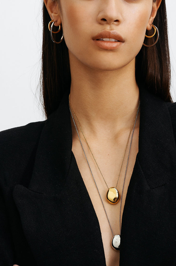 Model wearing Gold & Silver Orb Necklace Necklace bagatiba 