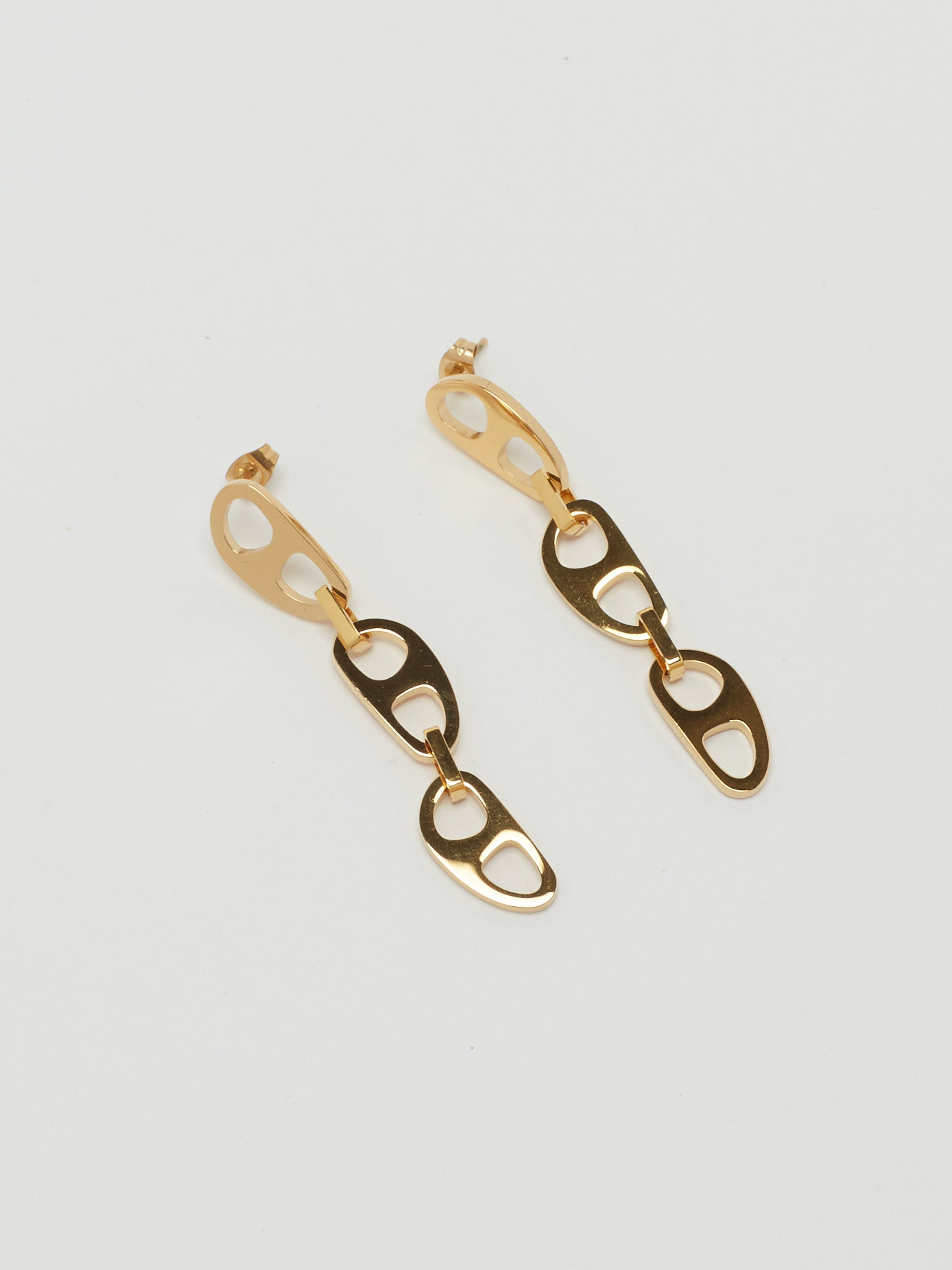 Detail flat lay of Gold Tab Drop Earrings Earrings bagatiba 