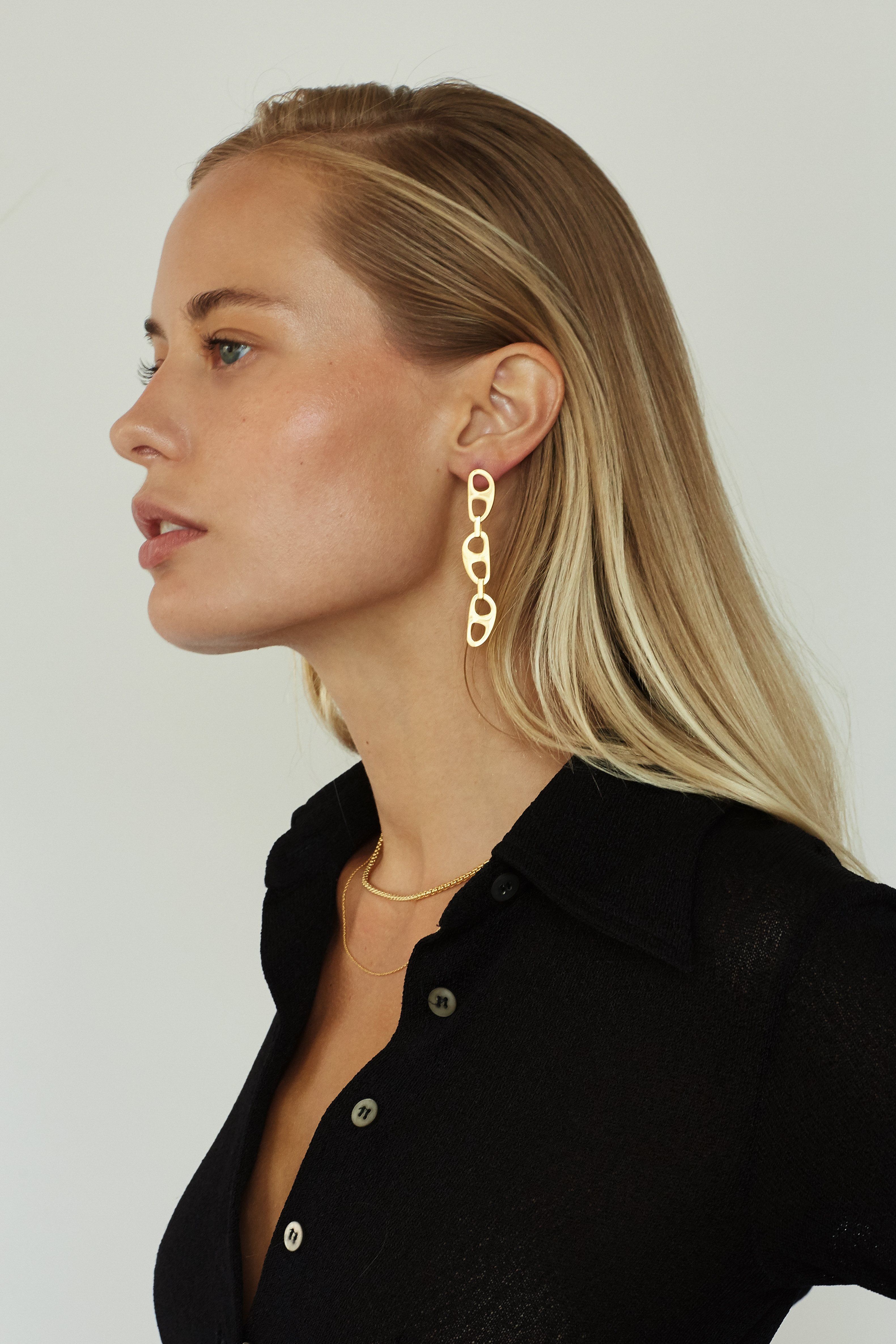 Gold Tab Drop Earrings Earrings bagatiba 