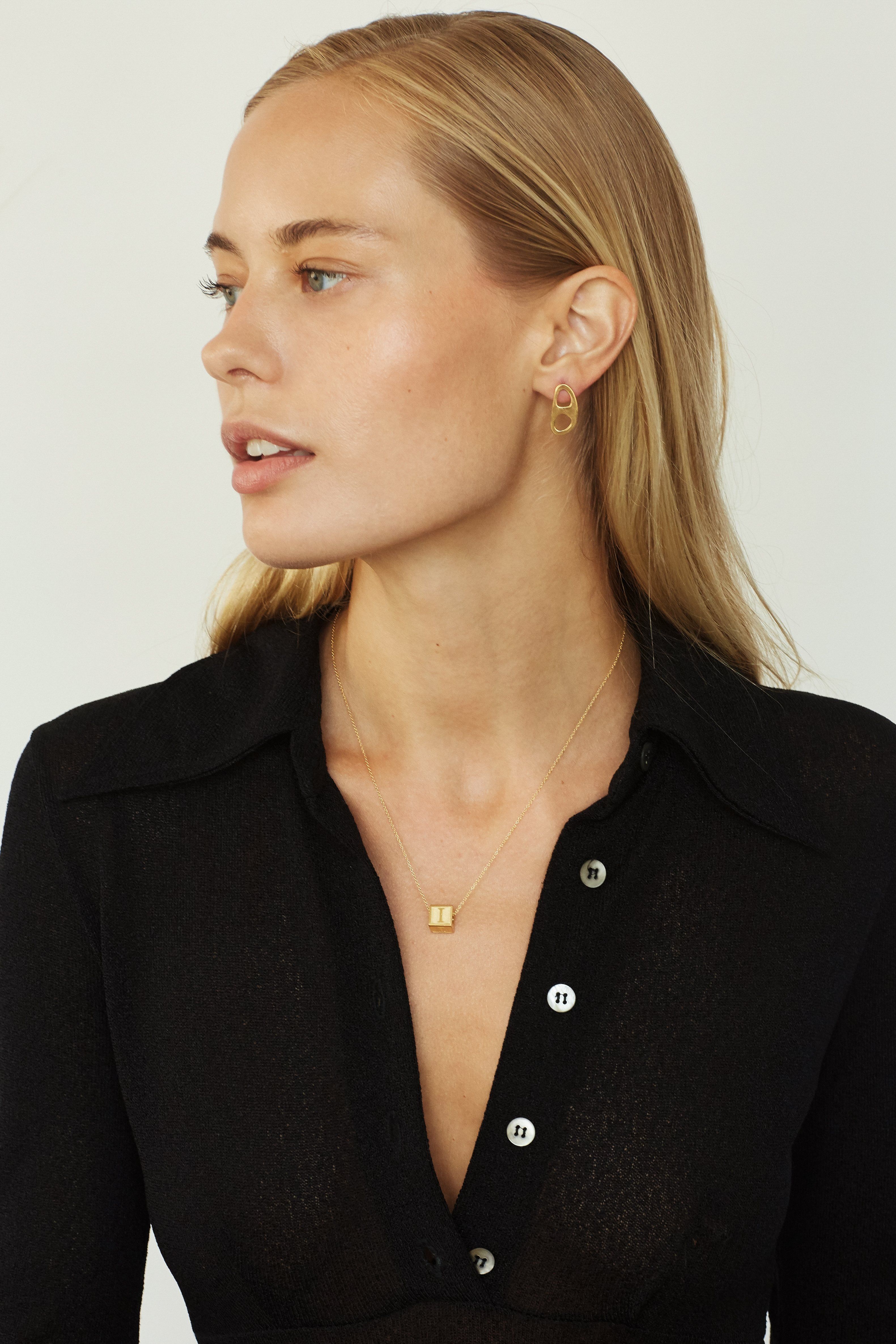 Gold Tab Studs Earrings bagatiba 