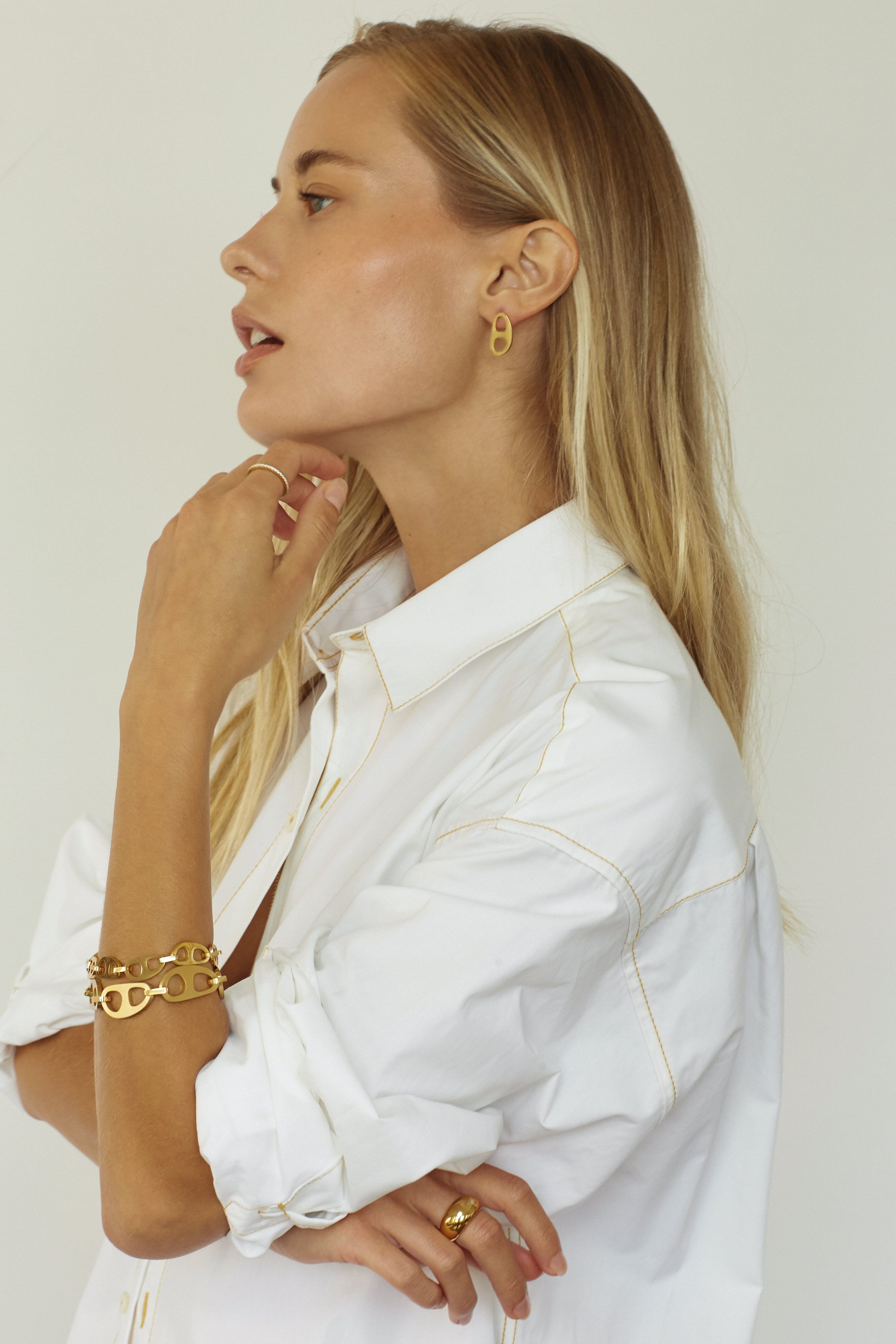 Gold Tab Studs Earrings bagatiba 