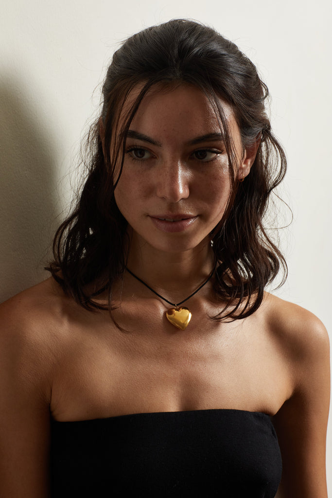 Heart Locket Necklace necklace Bagatiba on model wide shot