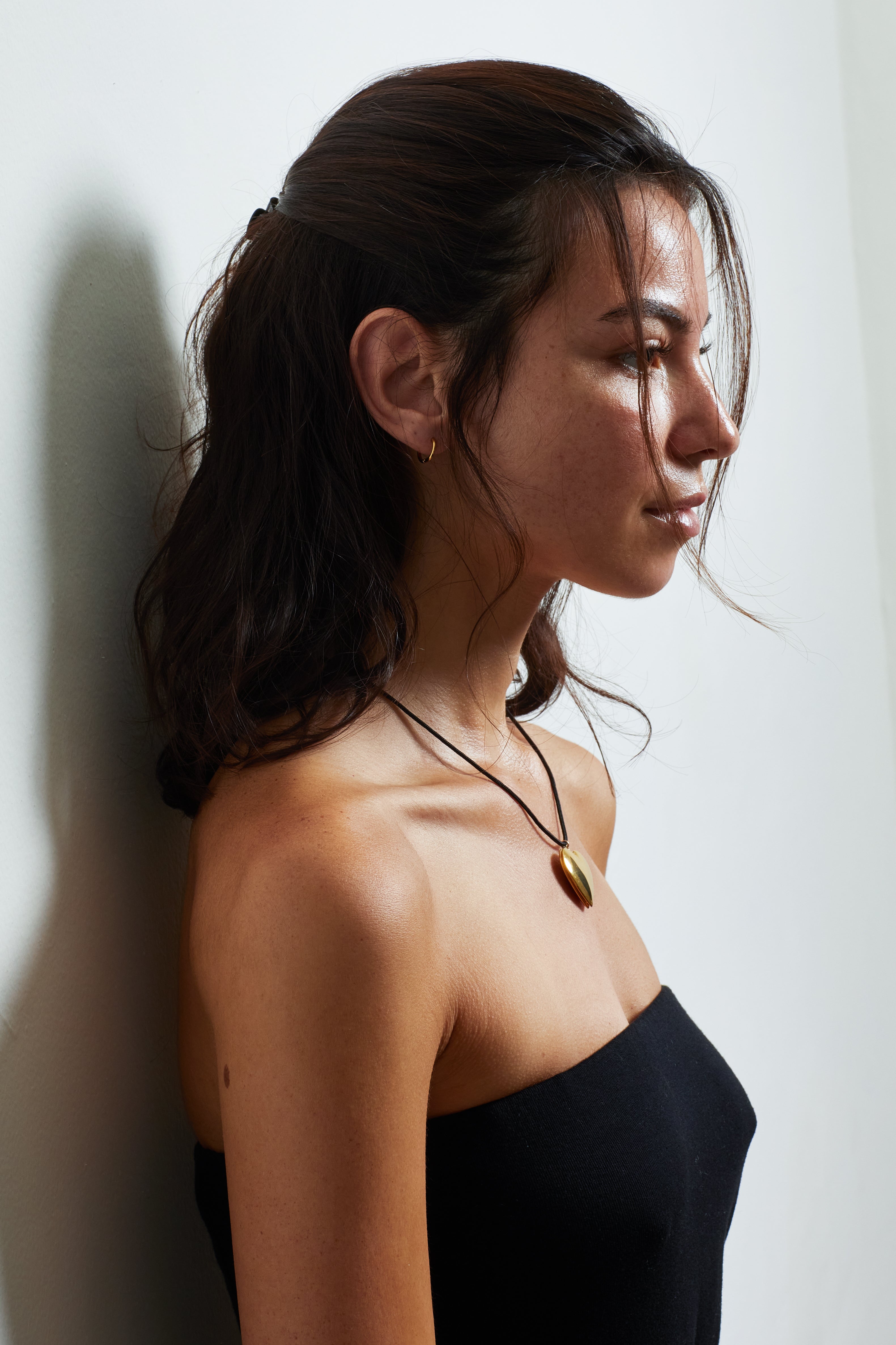 Heart Locket Necklace necklace Bagatiba on model side view