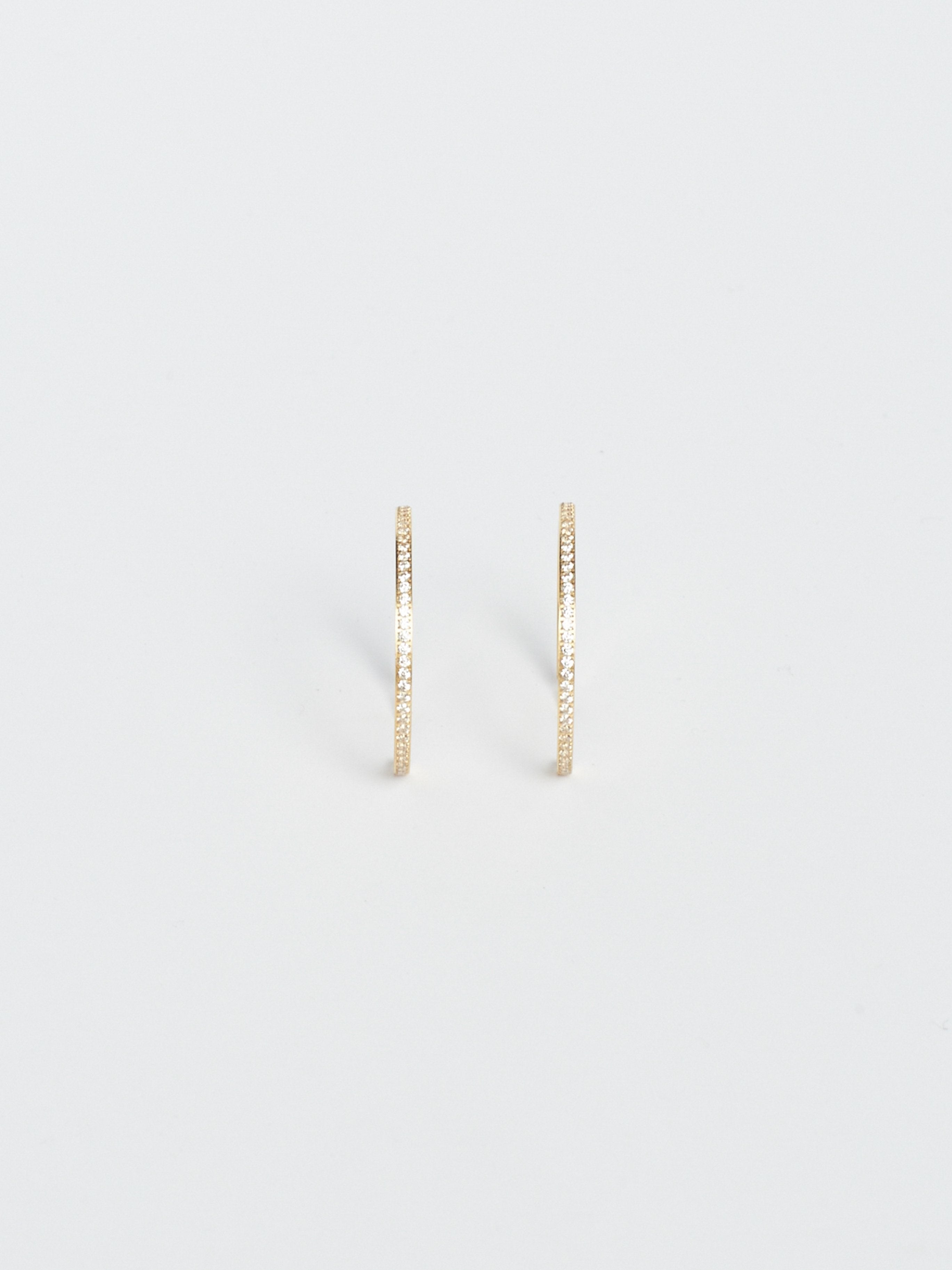 Front view flat lay of Large Diamond Hoops Earrings Bagatiba 