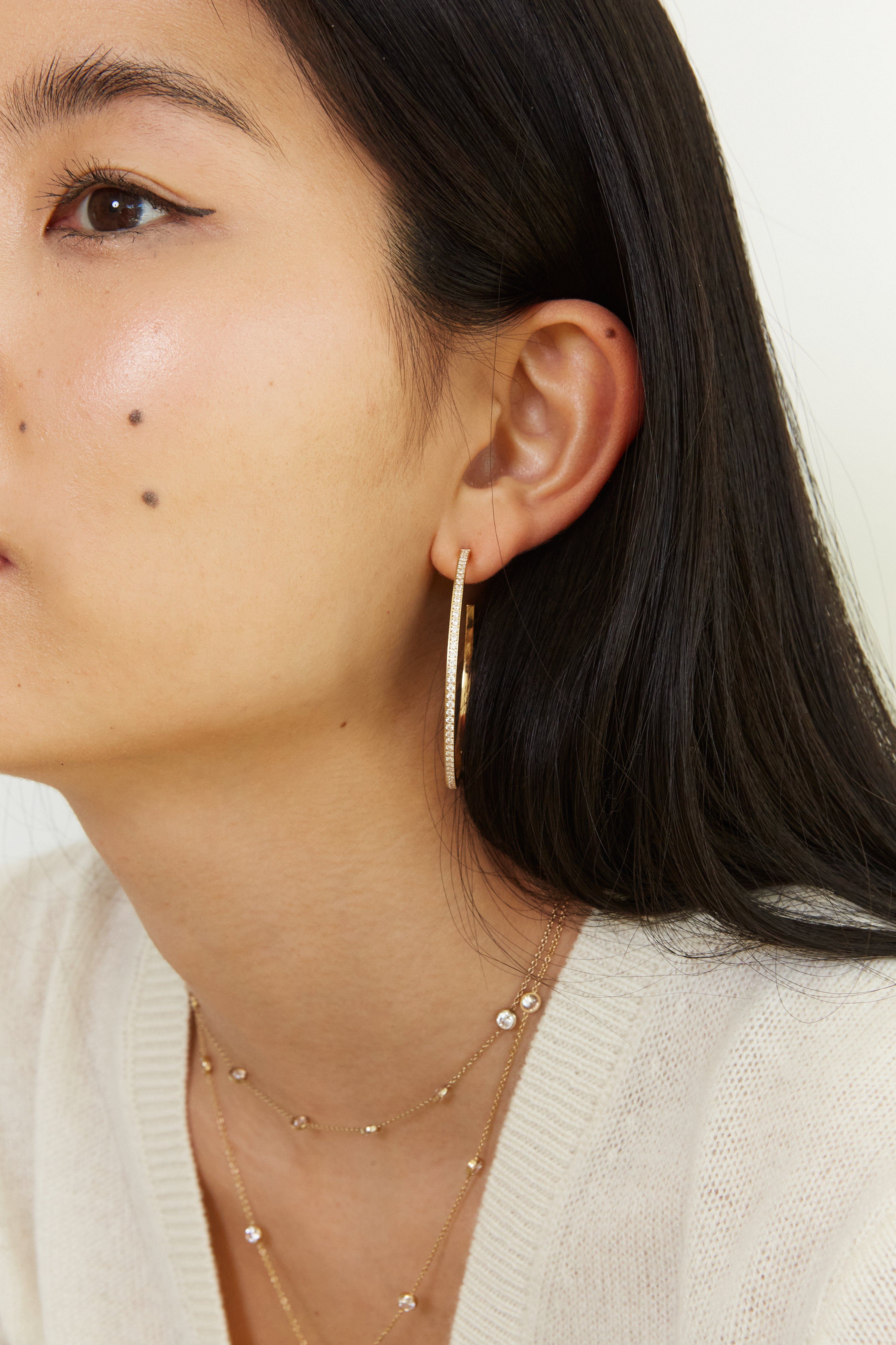 Large Diamond Hoops Earrings Bagatiba 