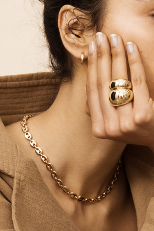 Large Gold Orb Ring - rollover