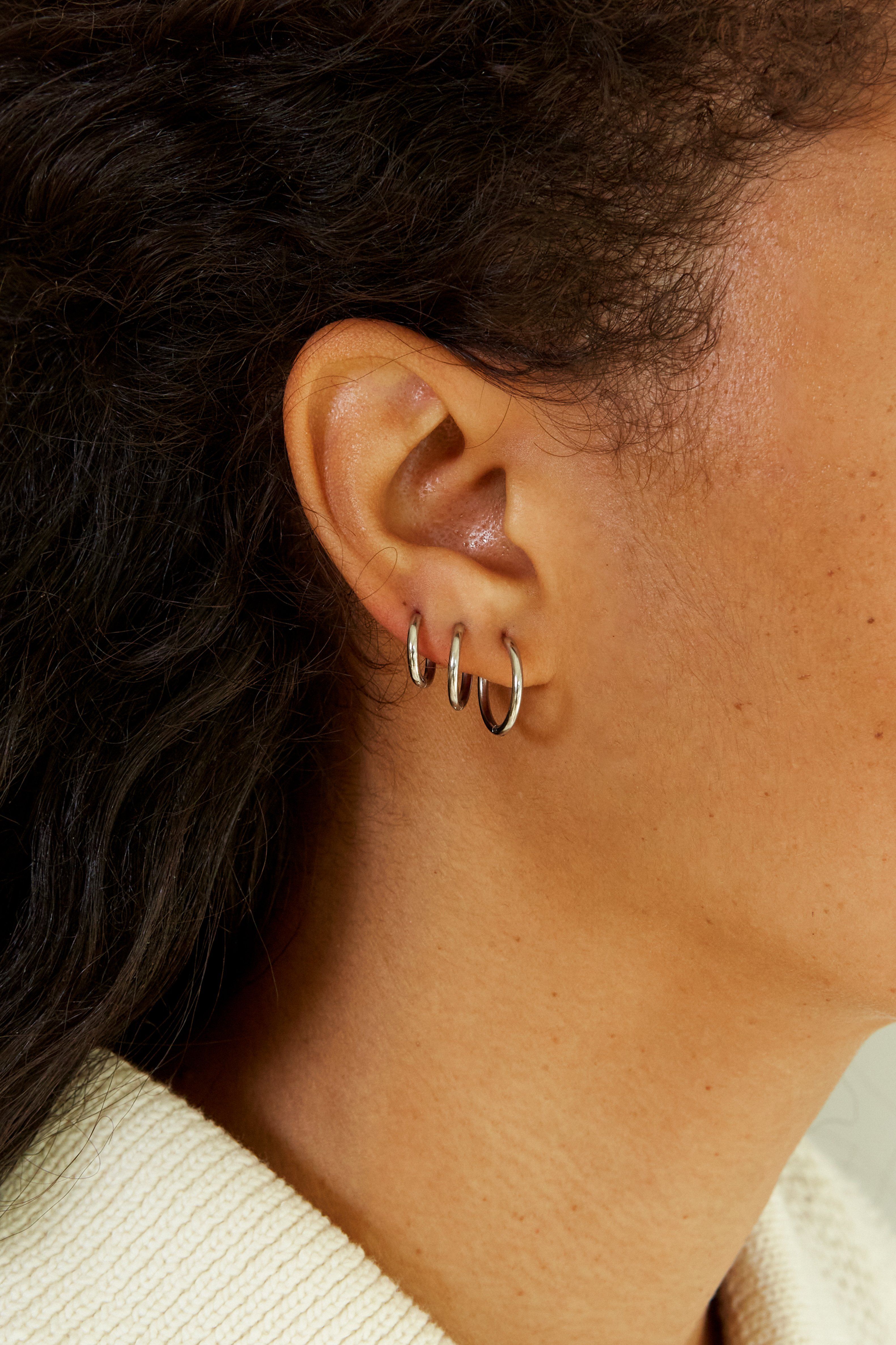 Large Silver Eco Huggies Earrings Bagatiba 