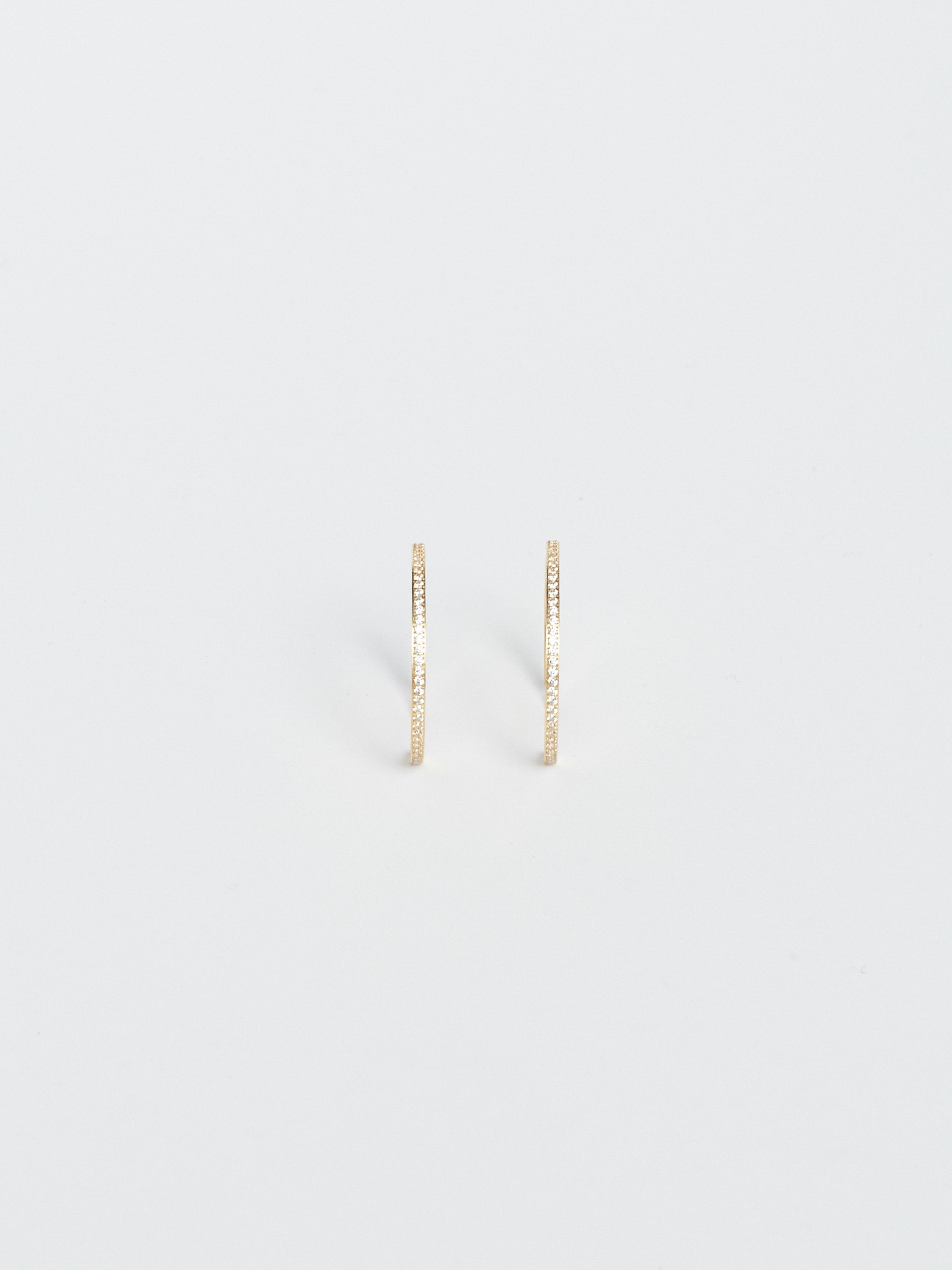 Front view flat lay of Medium Diamond Hoops Earrings Bagatiba 