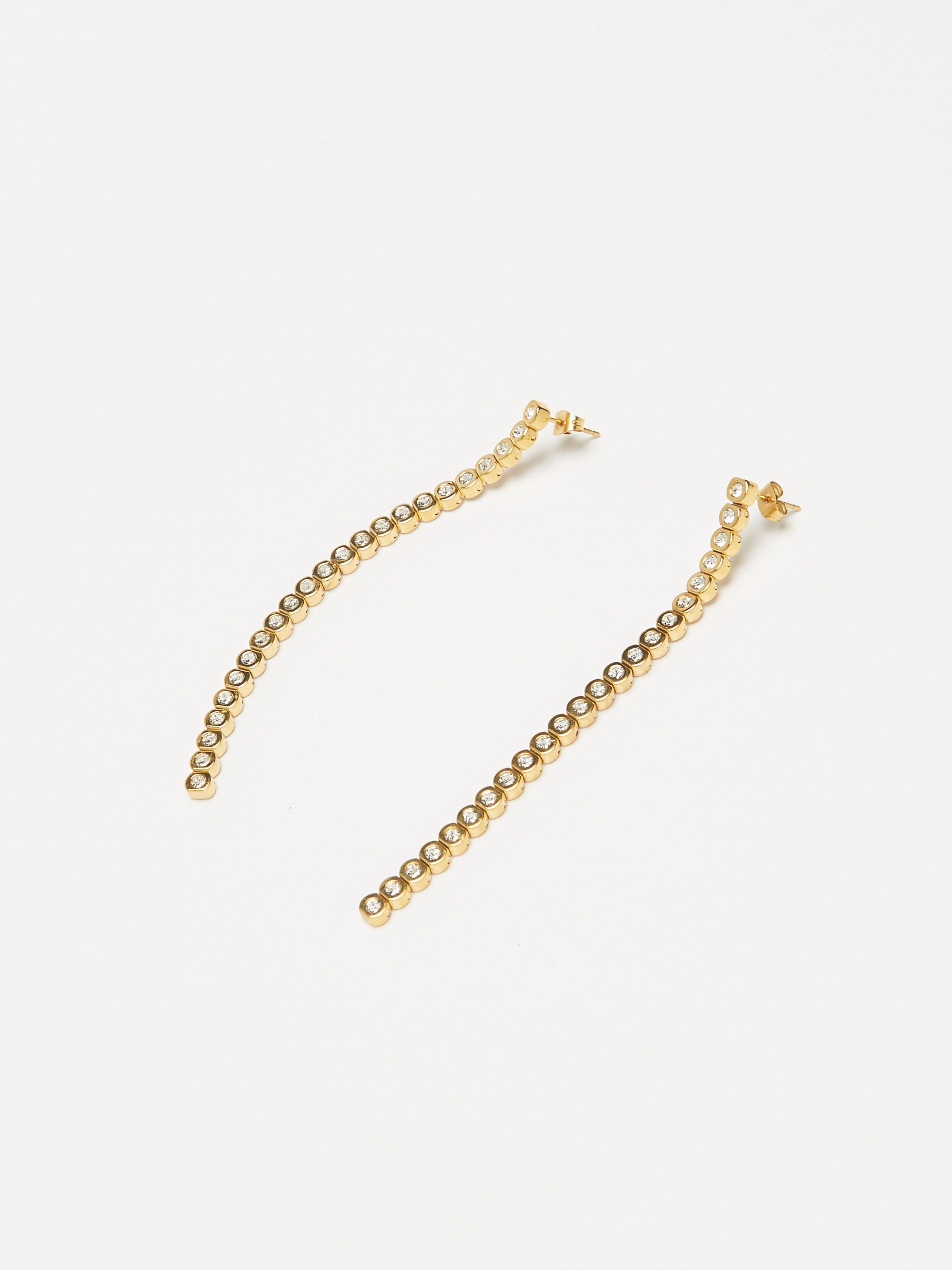 Angled view flat lay of Mika Diamond Line Earrings Earrings bagatiba 